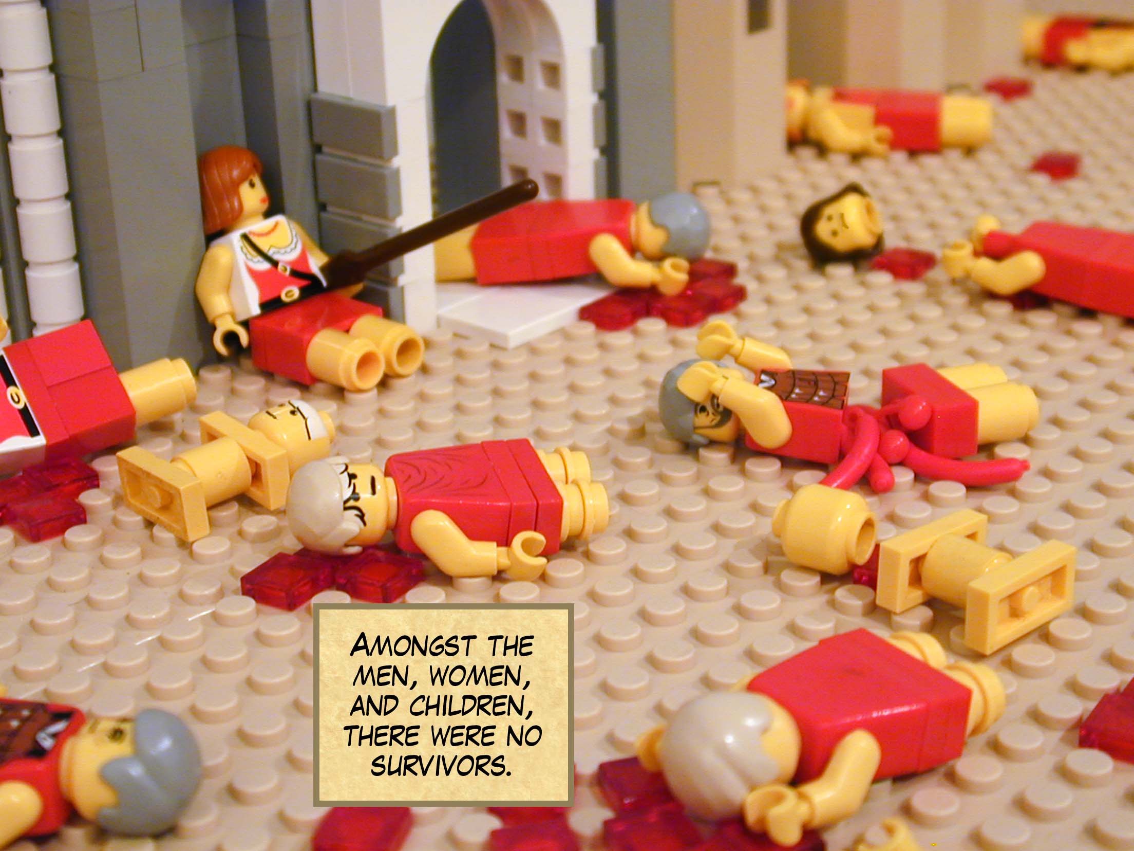 Amongst the men, women, and children, there were no survivors. Next story: Massacre of the Bashanites