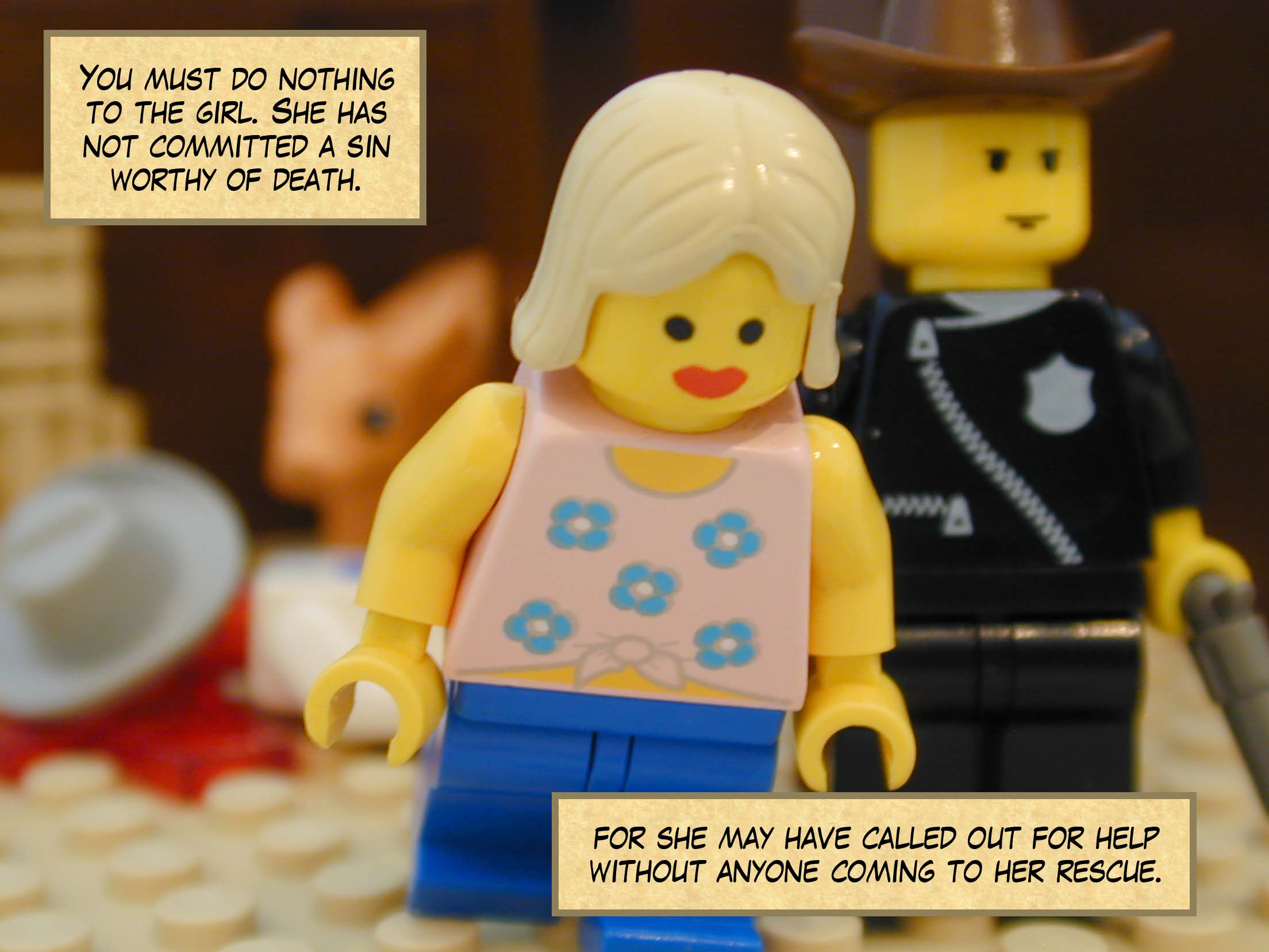 'You must do nothing to the girl. She has not committed a sin worthy of death, for she may have called out for help without anyone coming to her rescue.'