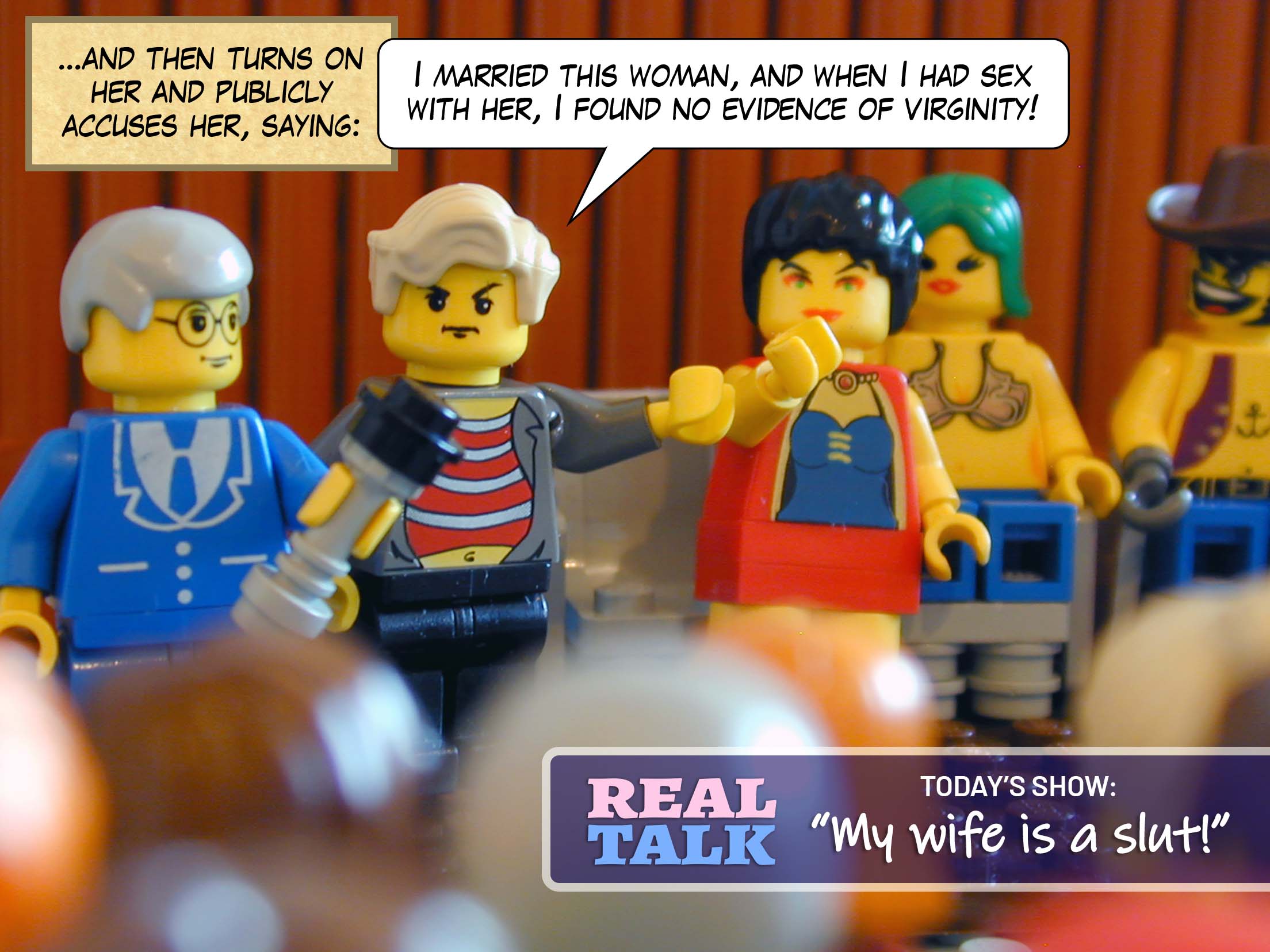 '...and then turns on her and publicly accuses her, saying, I married this woman, and when I had sex with her, I found no evidence of virginity, ...'