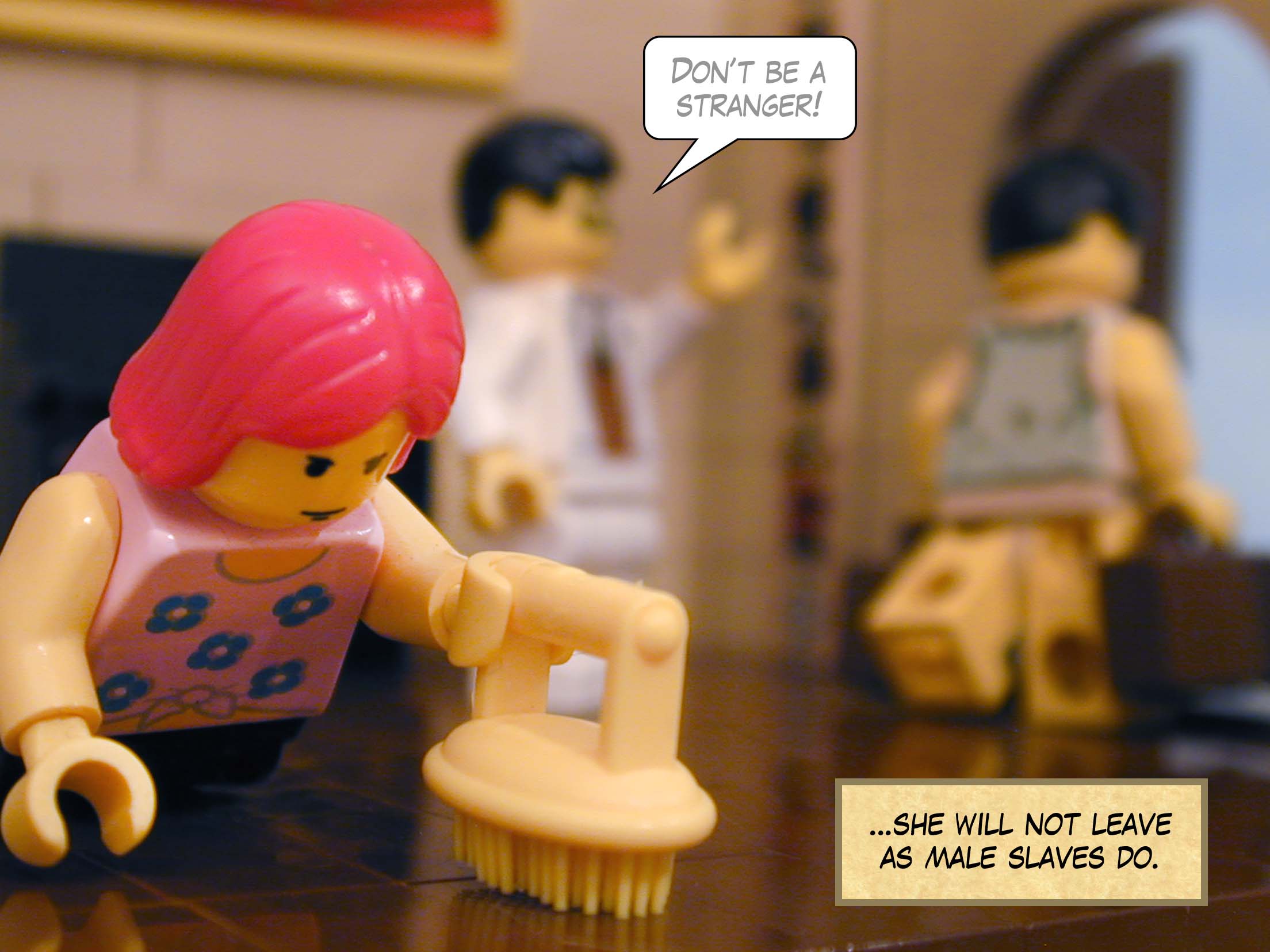 '...she will not leave as male slaves do.'