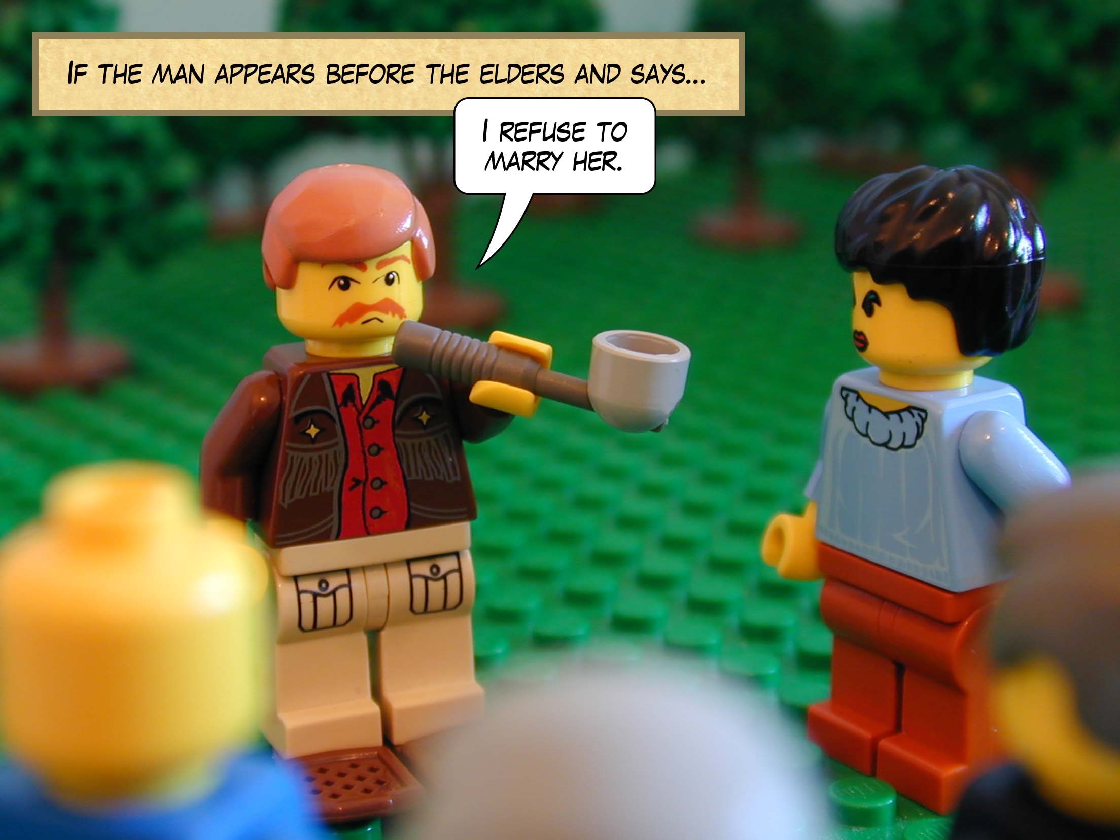 'If the man appears before the elders and says, I refuse to marry her ...'