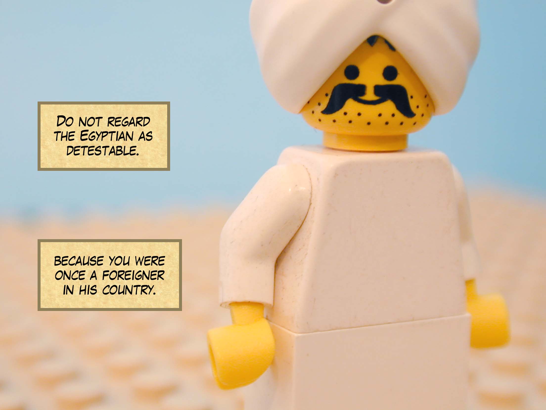'Do not regard the Egyptian as detestable, because you were once a foreigner in his country.'