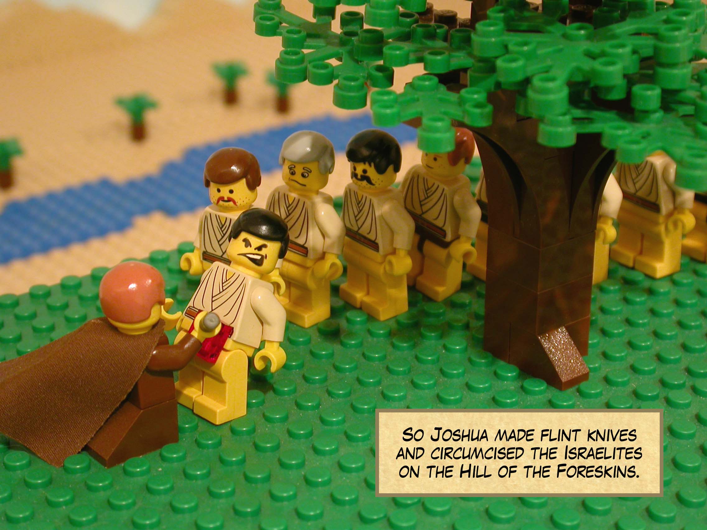 So Joshua made flint knives and circumcised the Israelites on the Hill of the Foreskins.