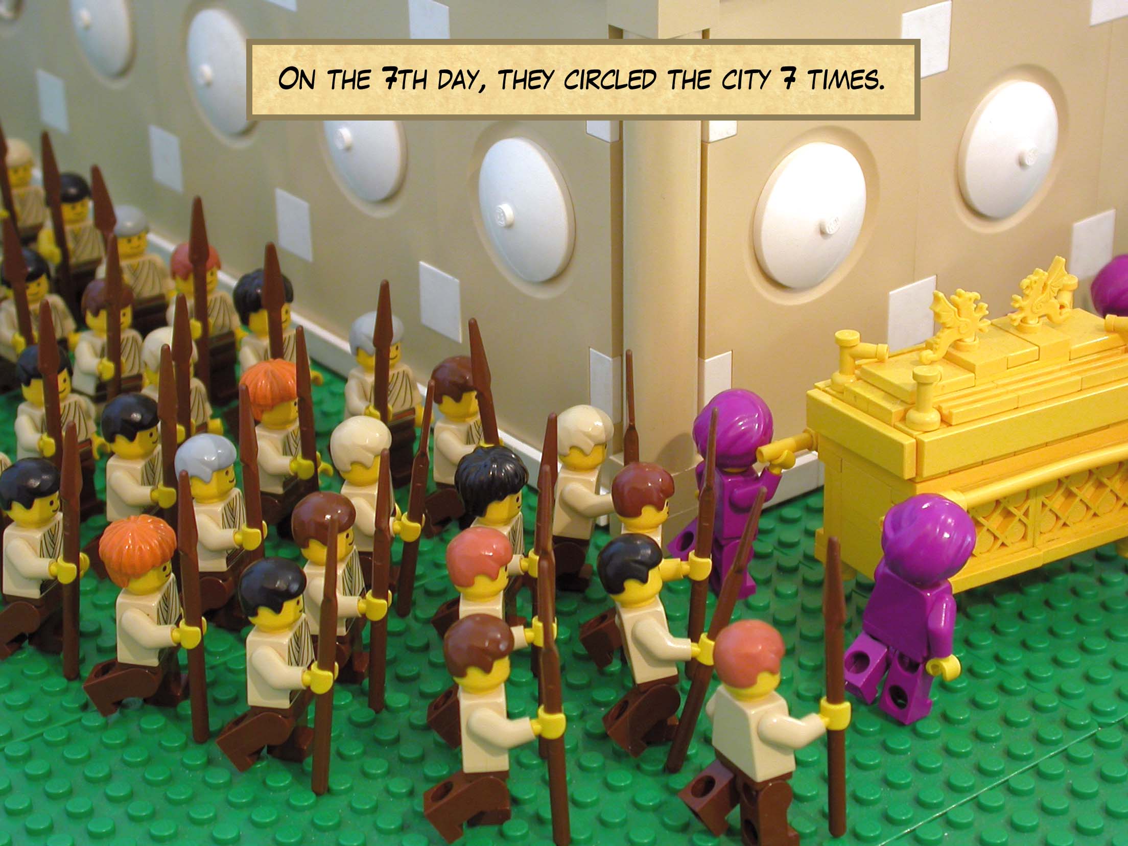 On the seventh day, they circled the city seven times.