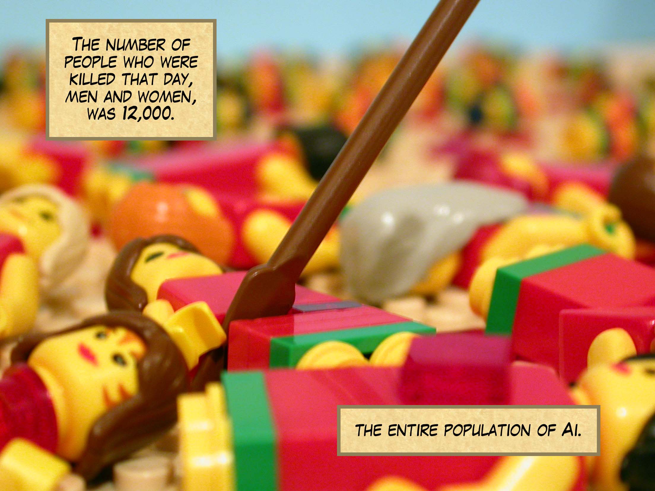 The number of people who were killed that day, men and women, was 12,000--the entire population of Ai.