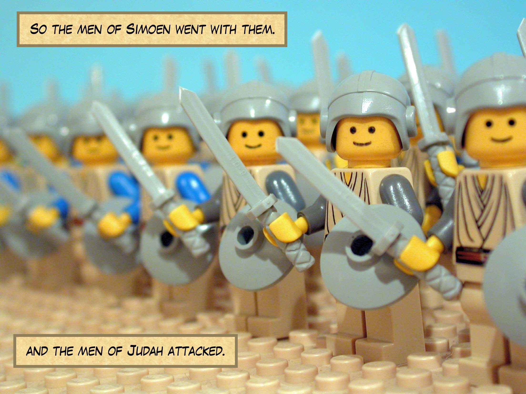 So the men of Simoen went with them, and the men of Judah attacked.