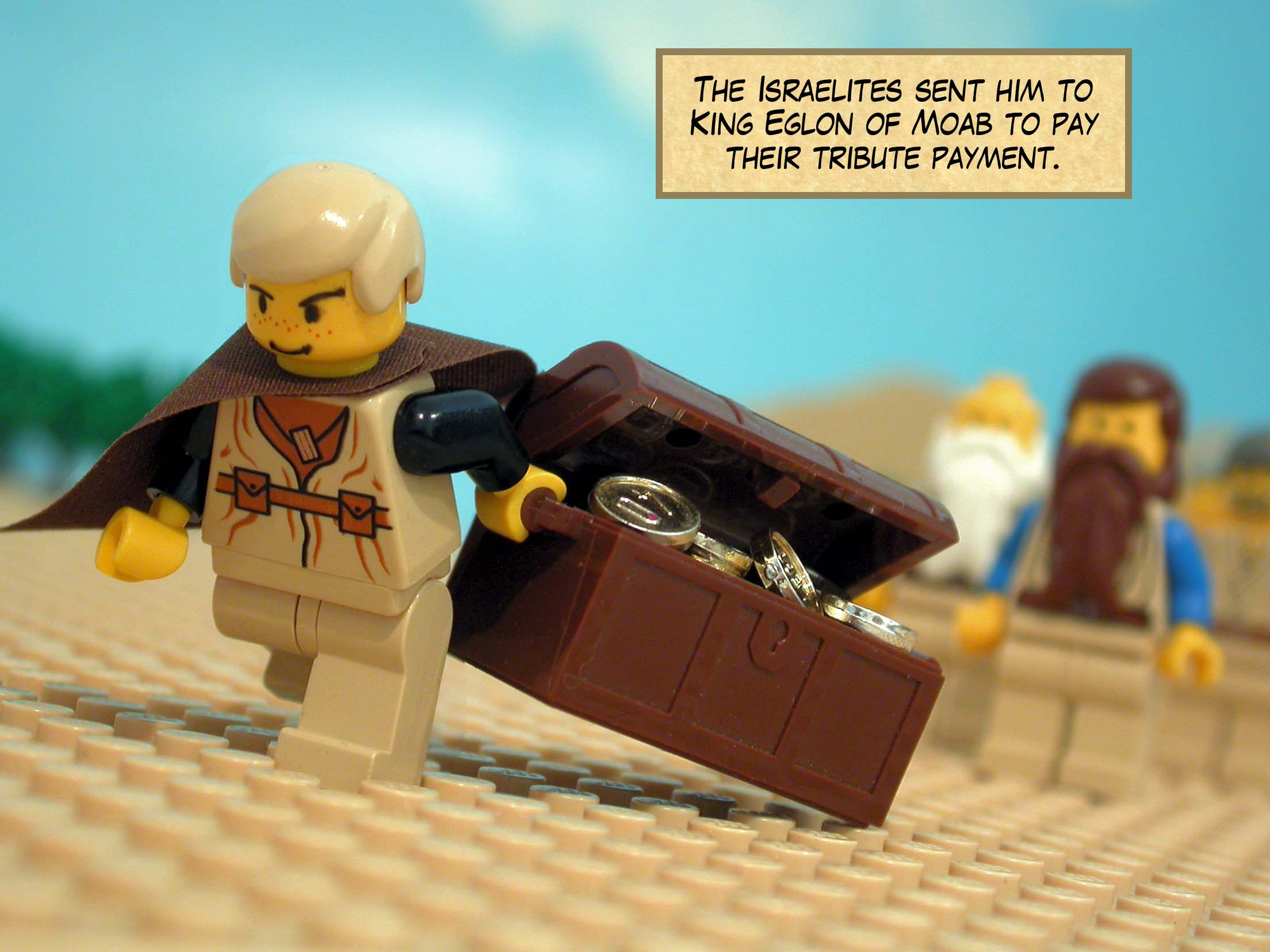 The Israelites sent him to King Eglon of Moab to pay their tribute payment.