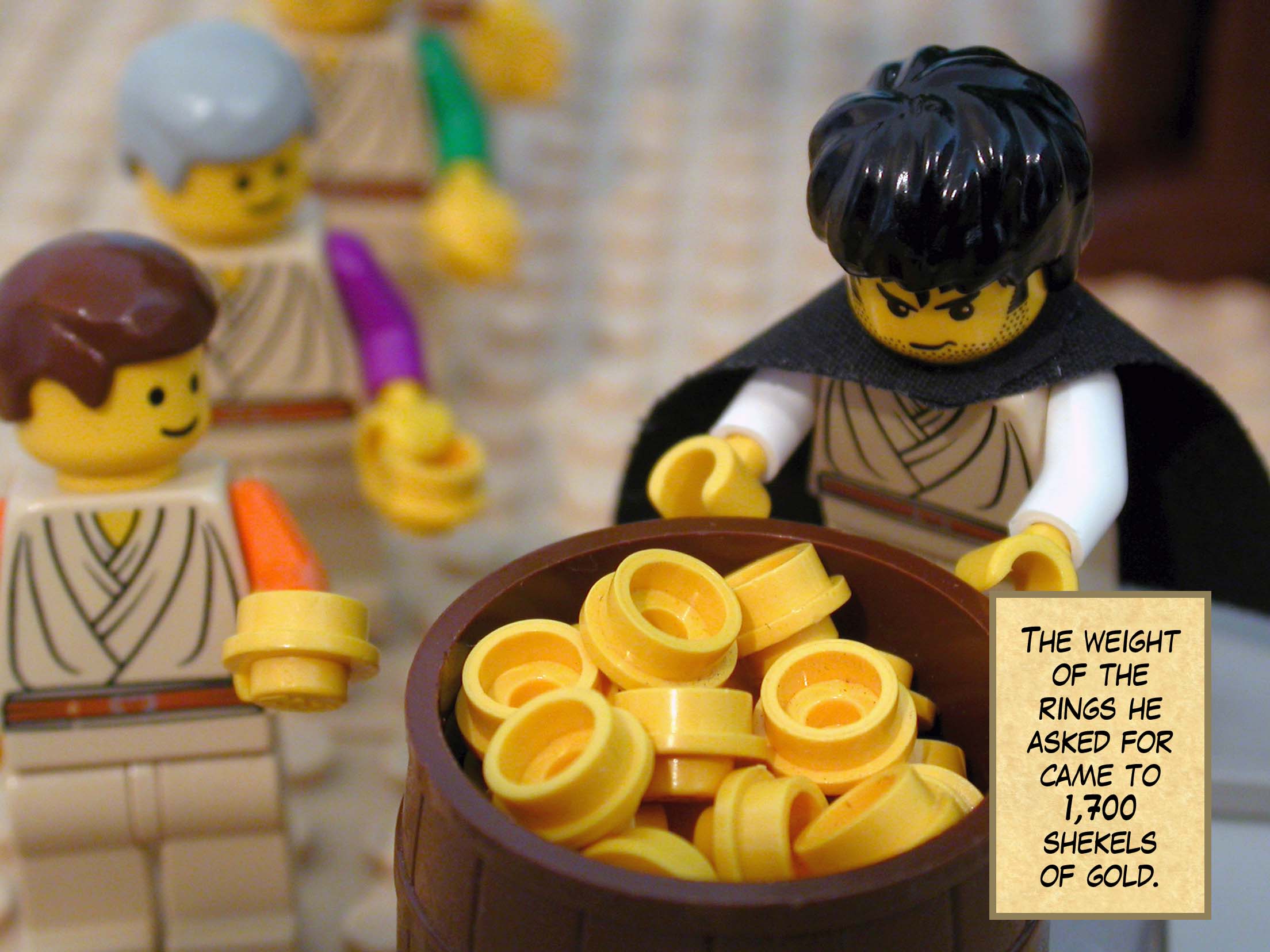 The weight of the rings he asked for came to seventeen hundred shekels of gold.