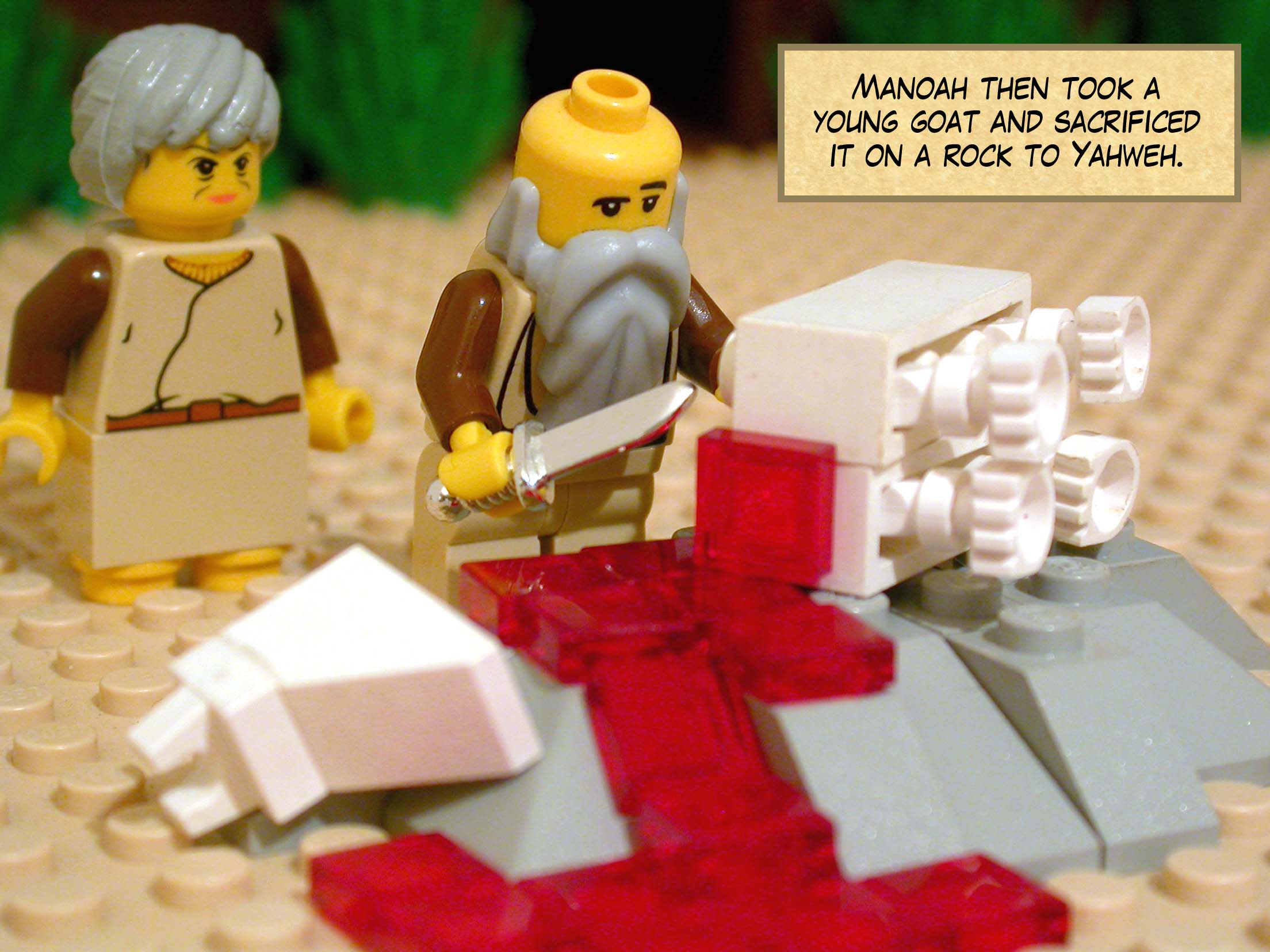 Manoah then took a young goat and sacrificed it on a rock to Yahweh.