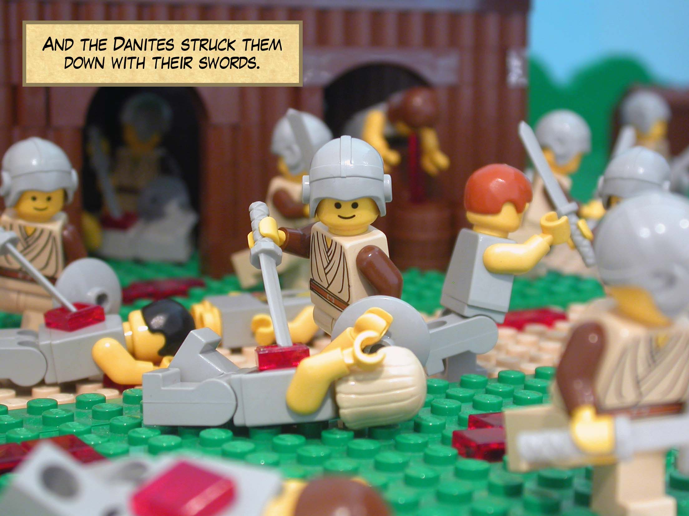 And the Danites struck them down with their swords.