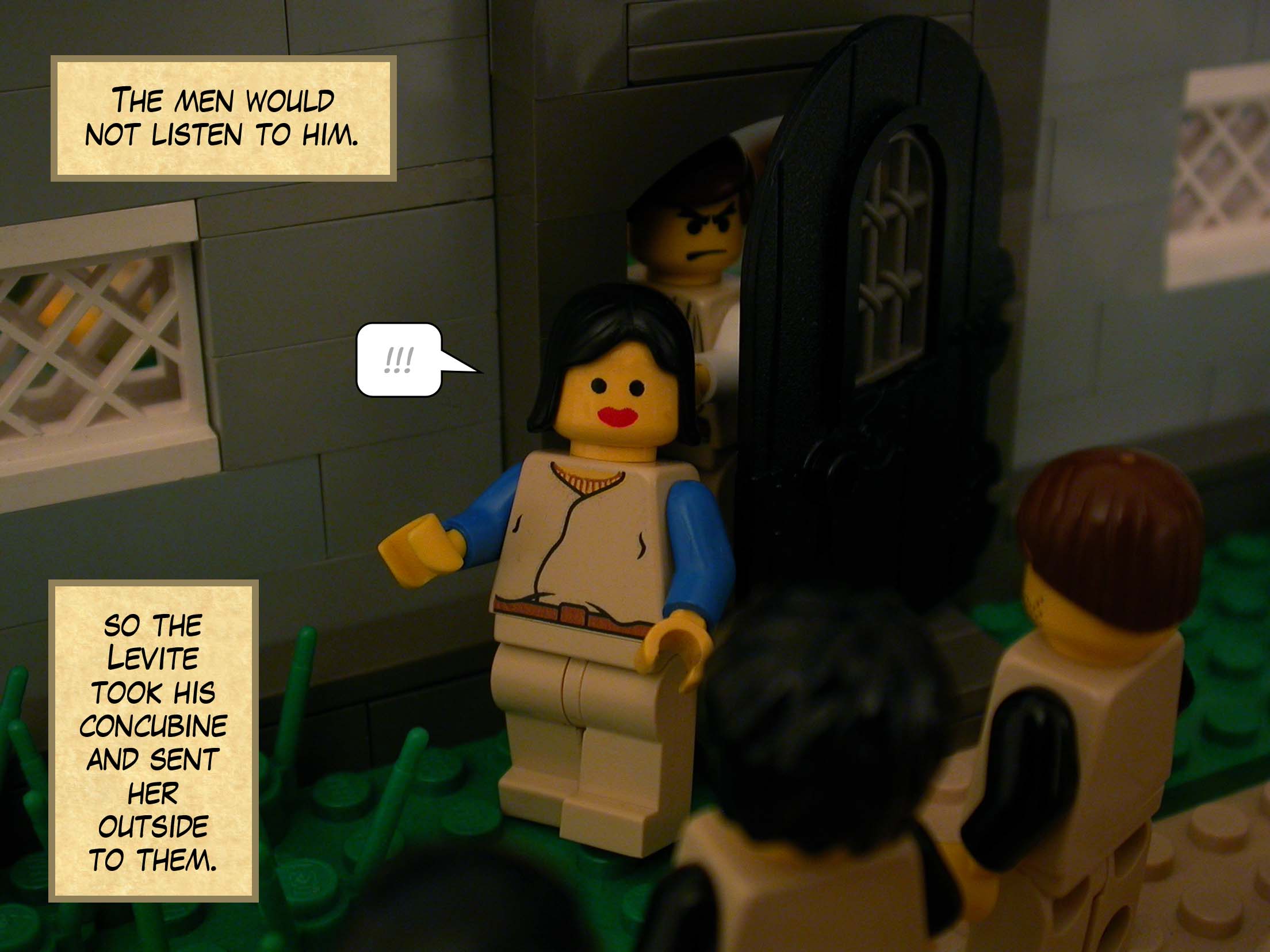 The men would not listen to him, so the Levite took his concubine and sent her outside to them.