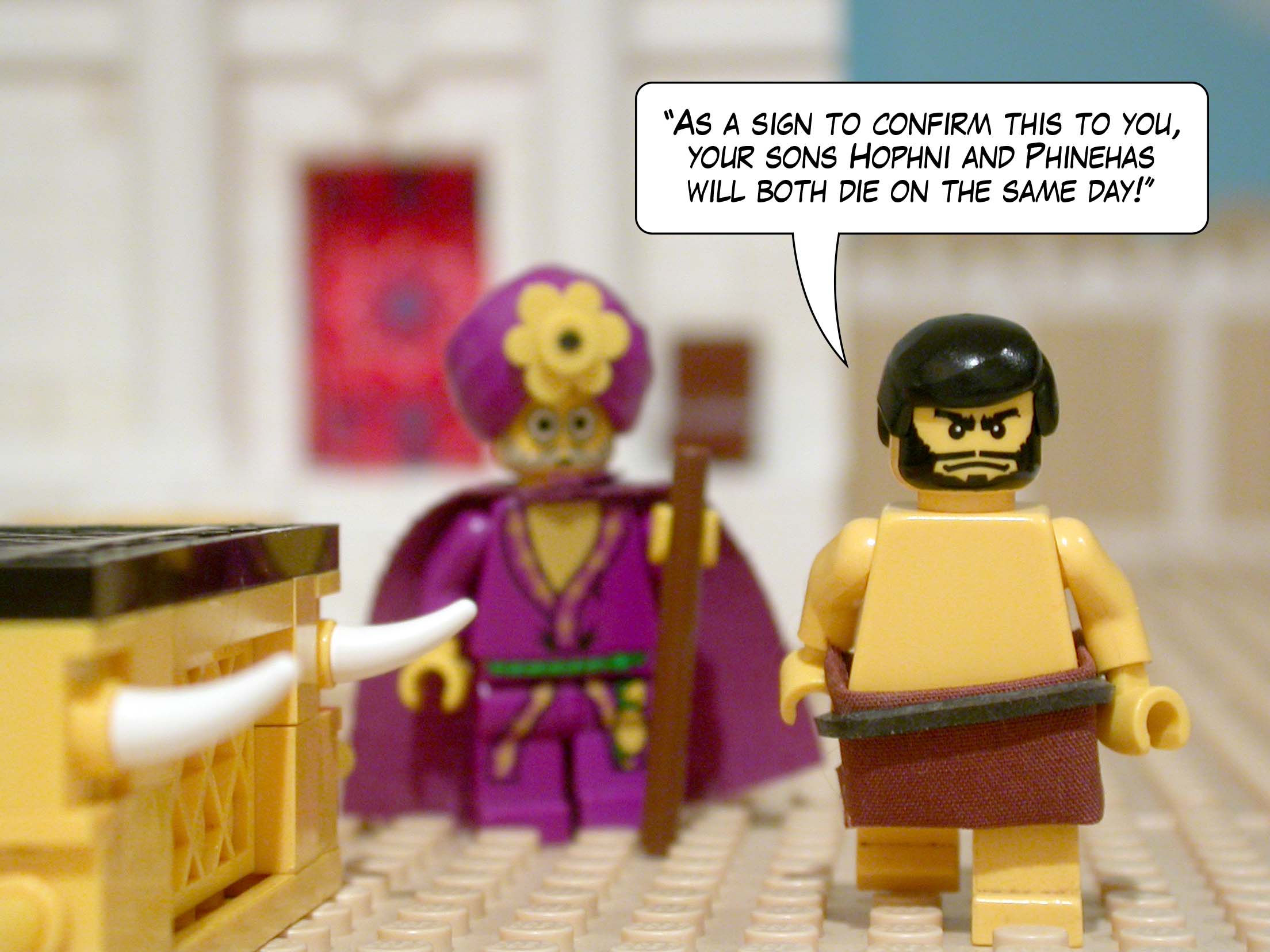 ' As a sign to confirm this to you, your sons Hophni and Phinehas will both die on the same day! '