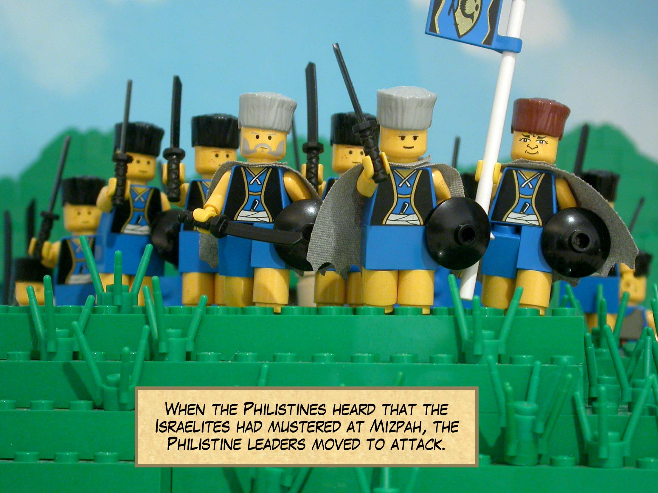 When the Philistines heard that the Israelites had mustered at Mizpah, the Philistine leaders moved to attack.