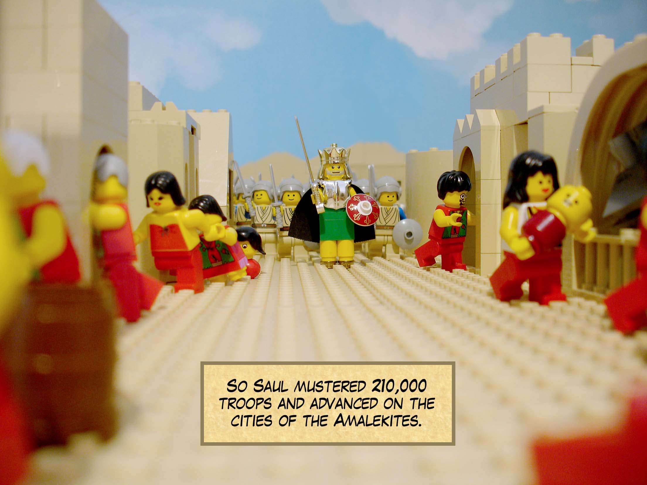 So Saul mustered 210,000 troops and advanced on the cities of the Amalekites.