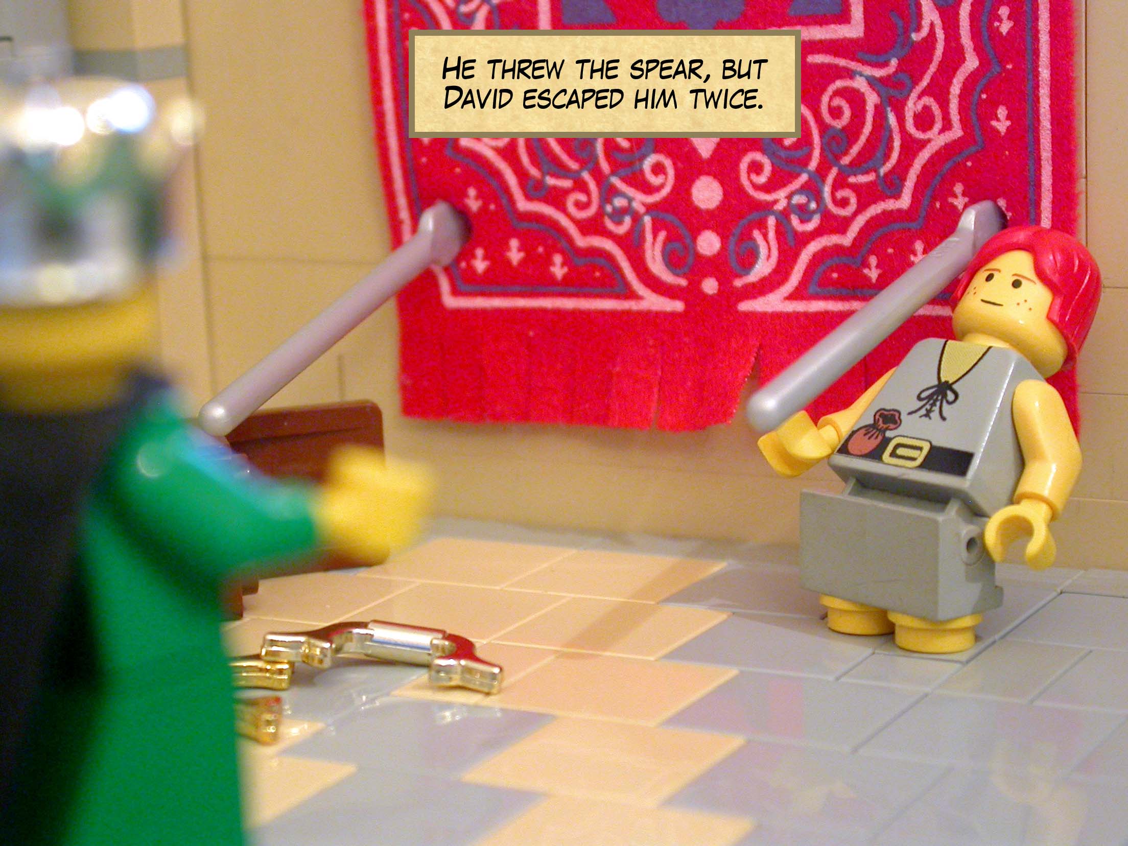 He threw the spear, but David escaped him twice.