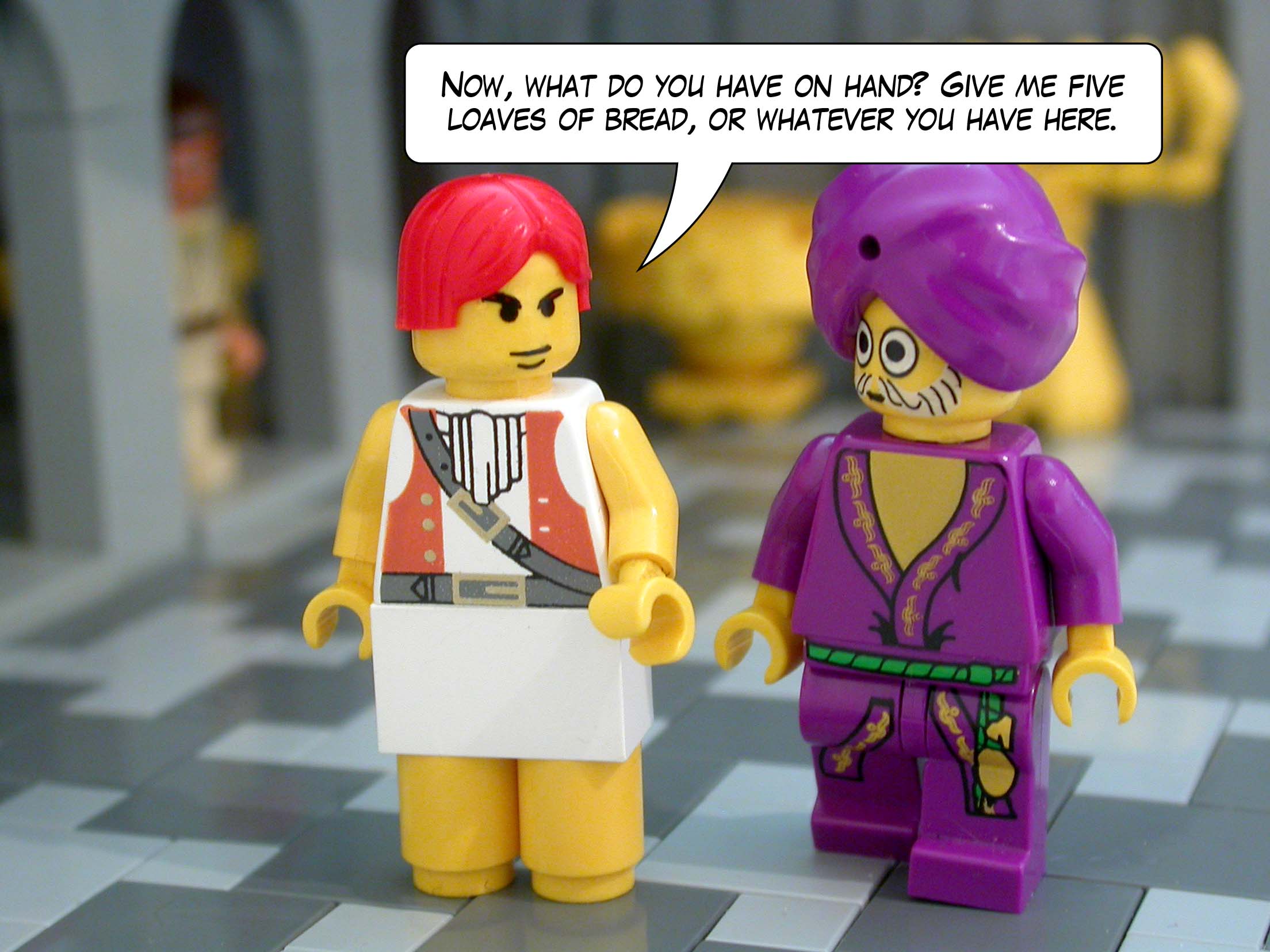 'Now, what do you have on hand? Give me five loaves of bread, or whatever you have here.'