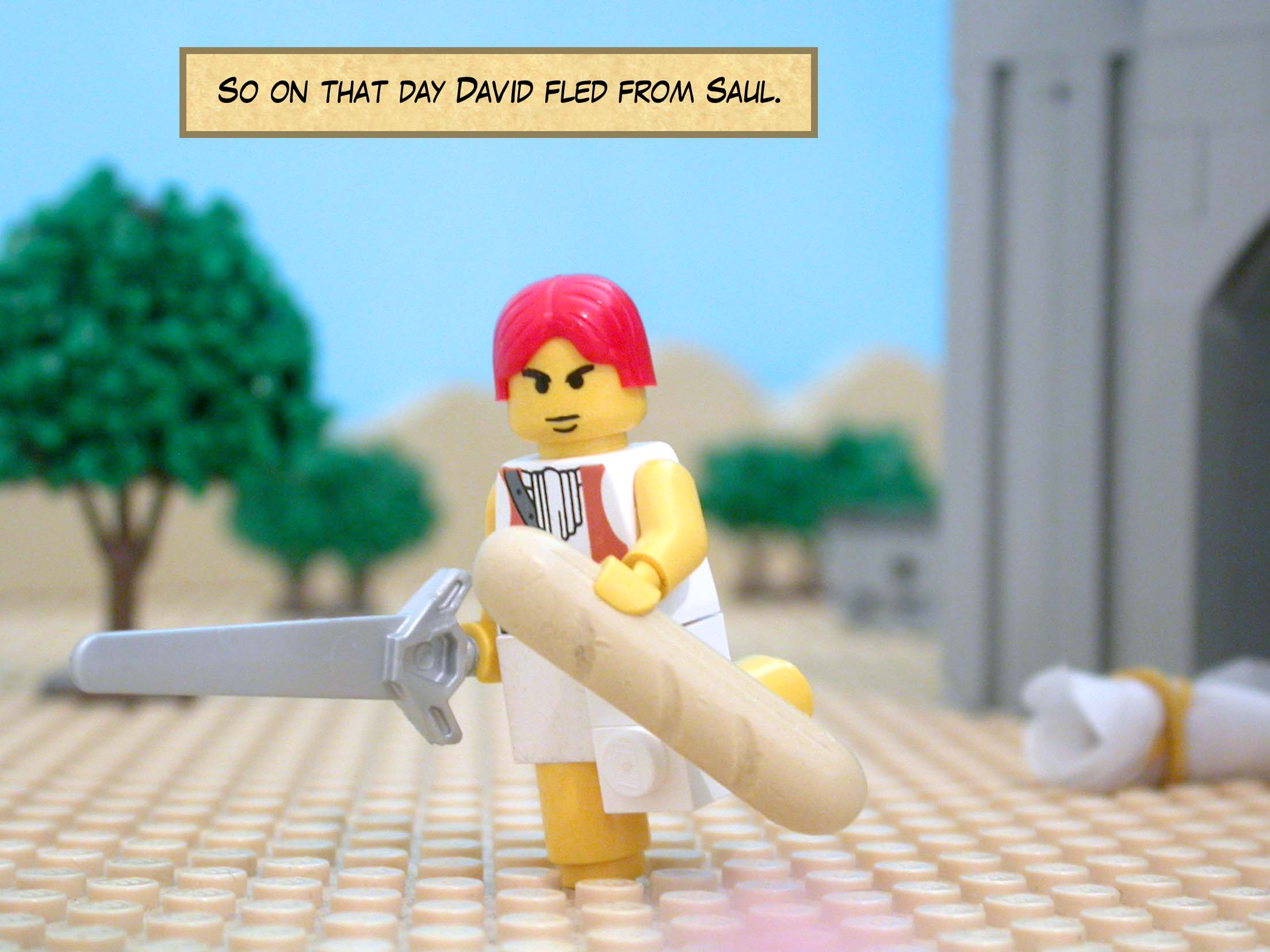 So on that day David fled from Saul.