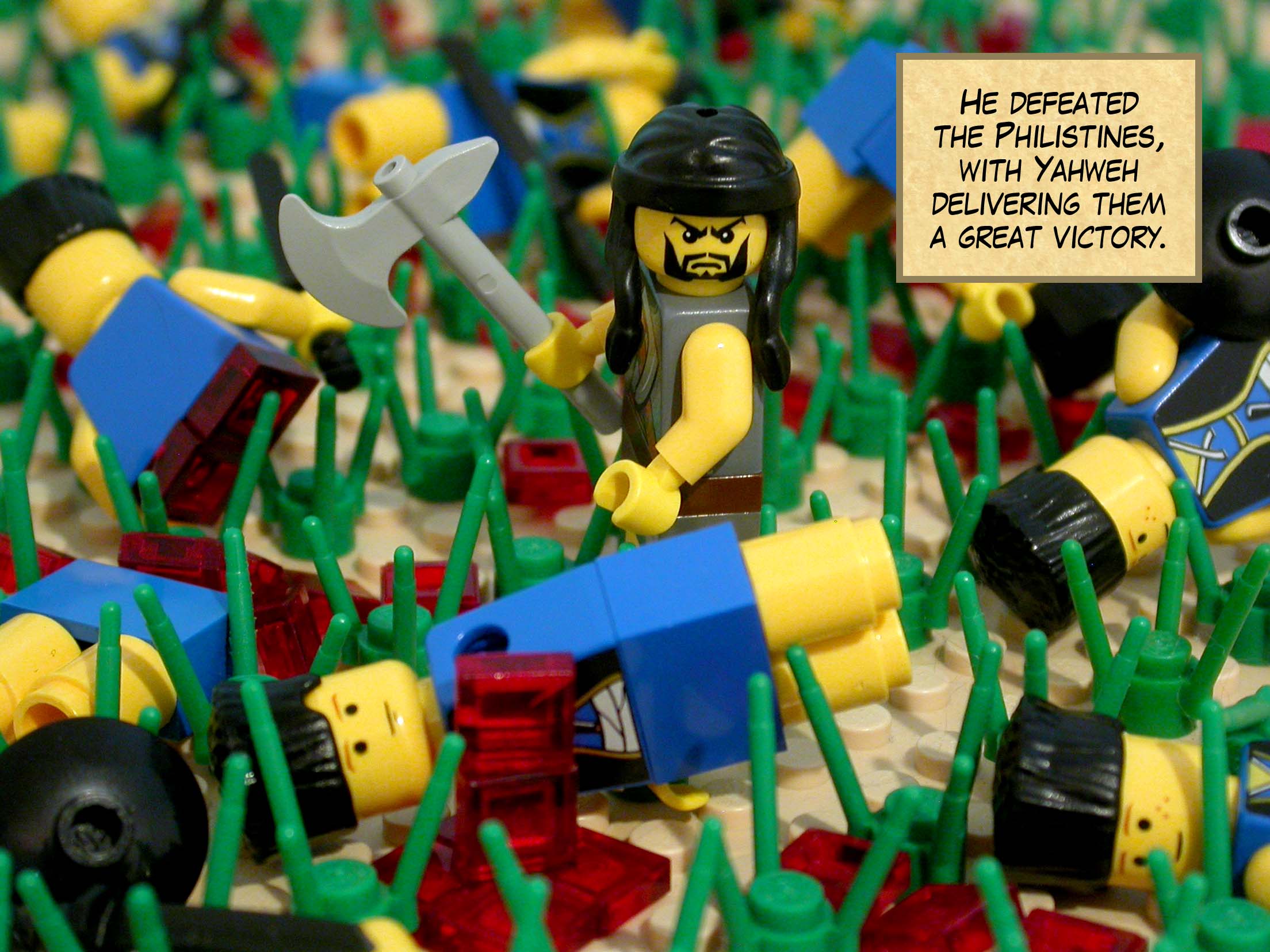 He defeated the Philistines, with Yahweh delivering them a great victory.