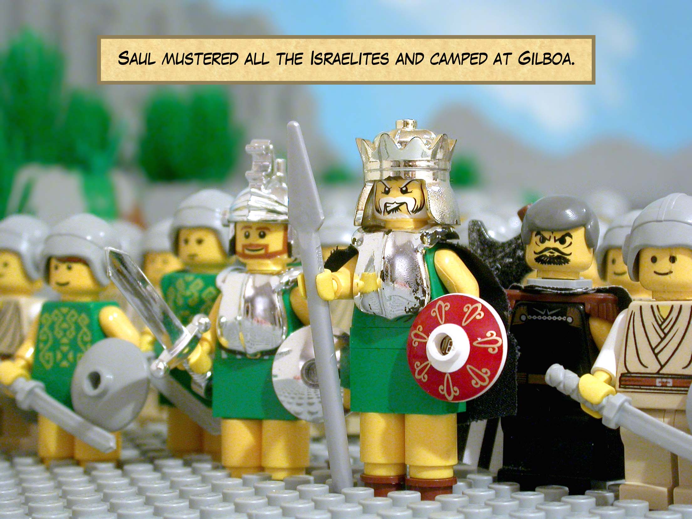 Saul mustered all the Israelites and camped at Gilboa.