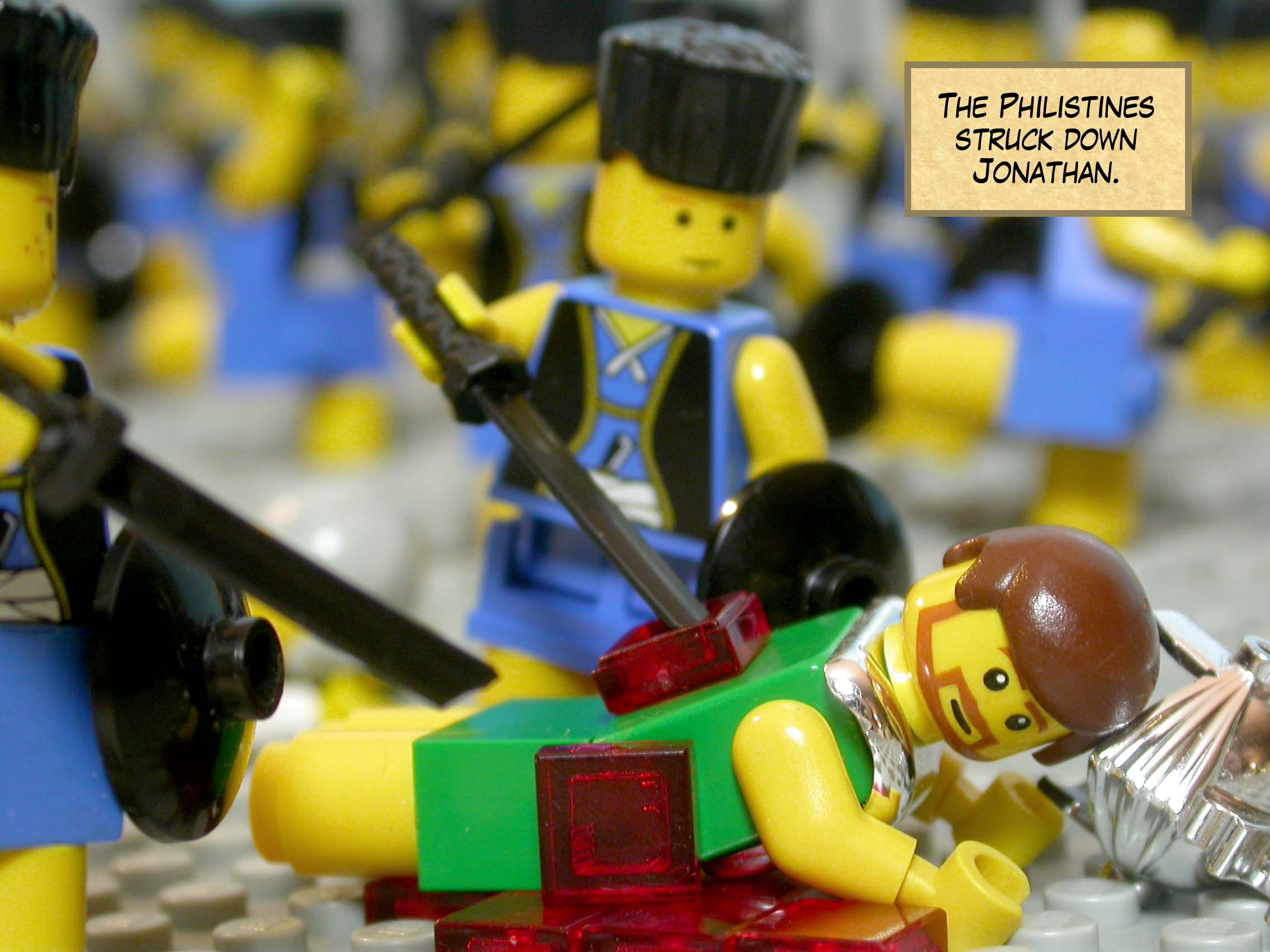 The Philistines struck down Jonathan.