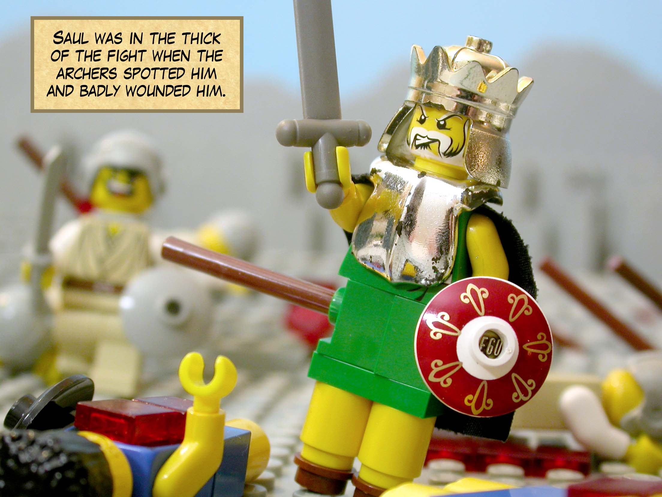 Saul was in the thick of the fight when the archers spotted him and severely wounded him.