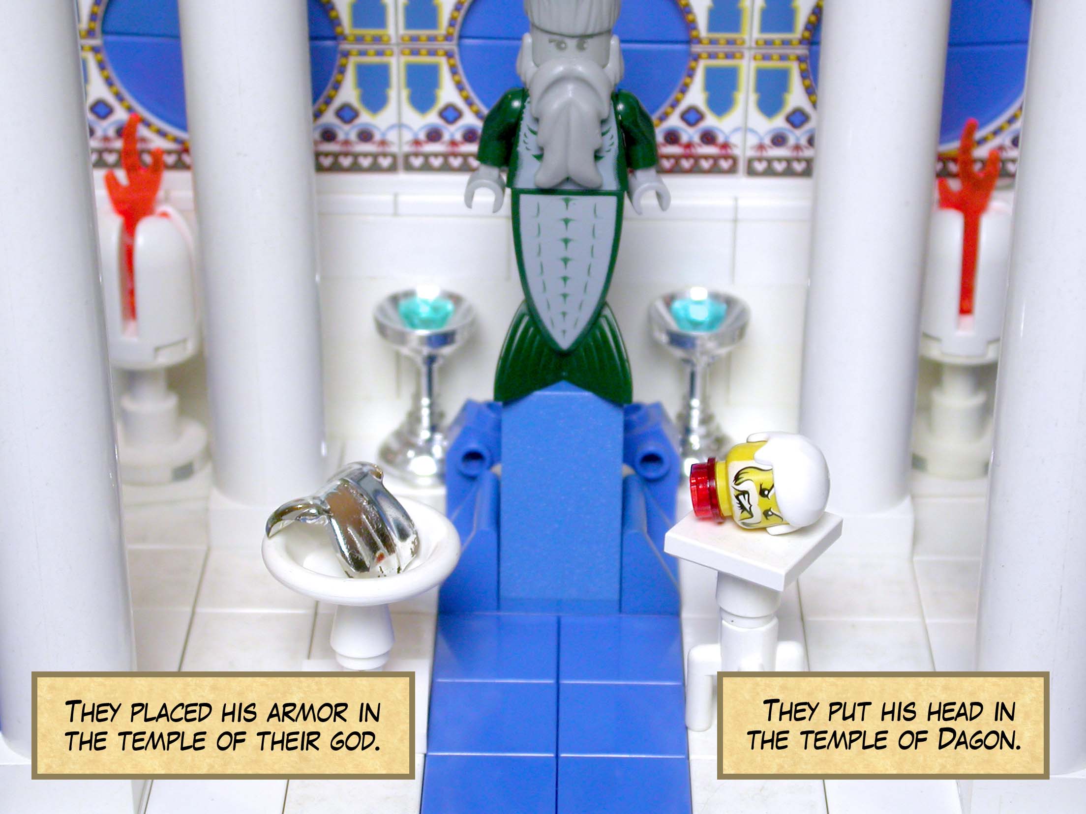 And they hung his corpse on the city wall of Beth Shan.