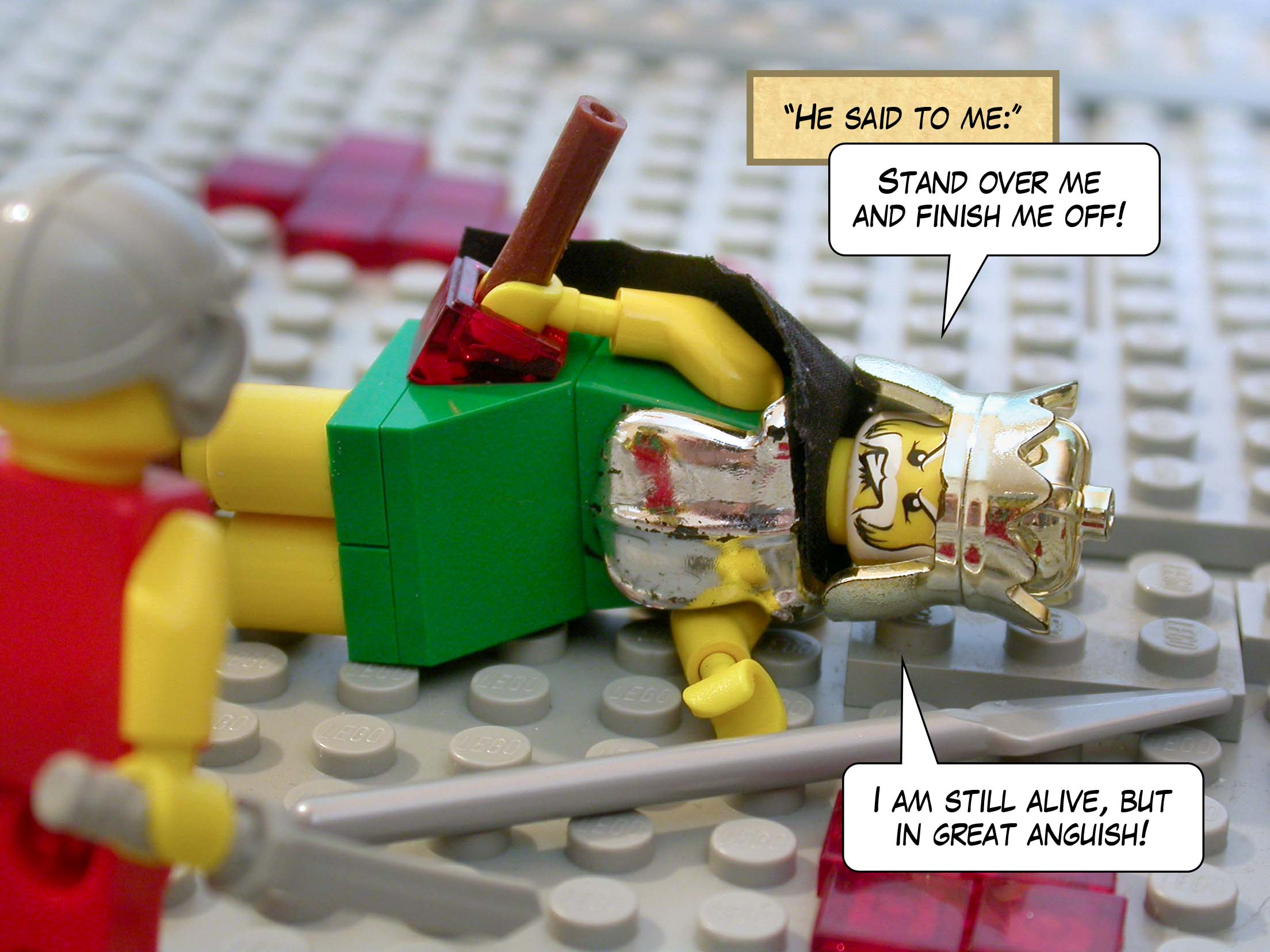 'He said to me, "Stand over me and finish me off! I am still alive, but in great anguish!"'