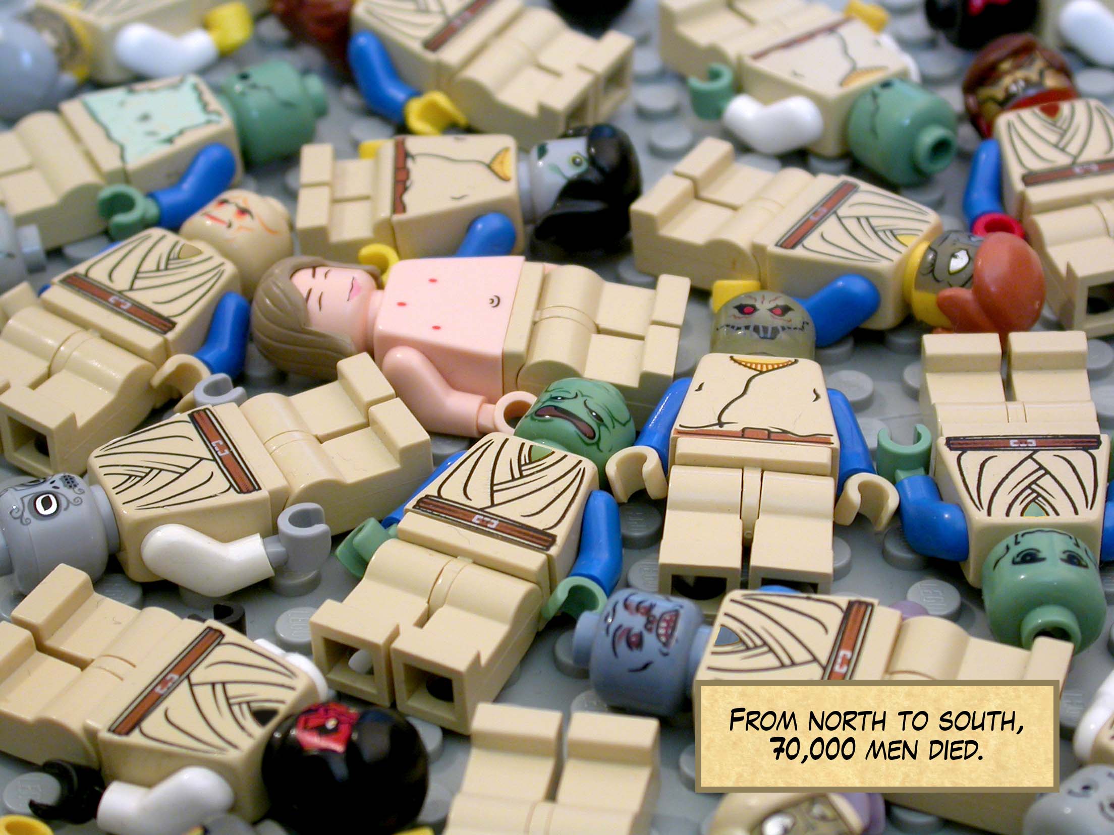 From north to south, 70,000 men died.