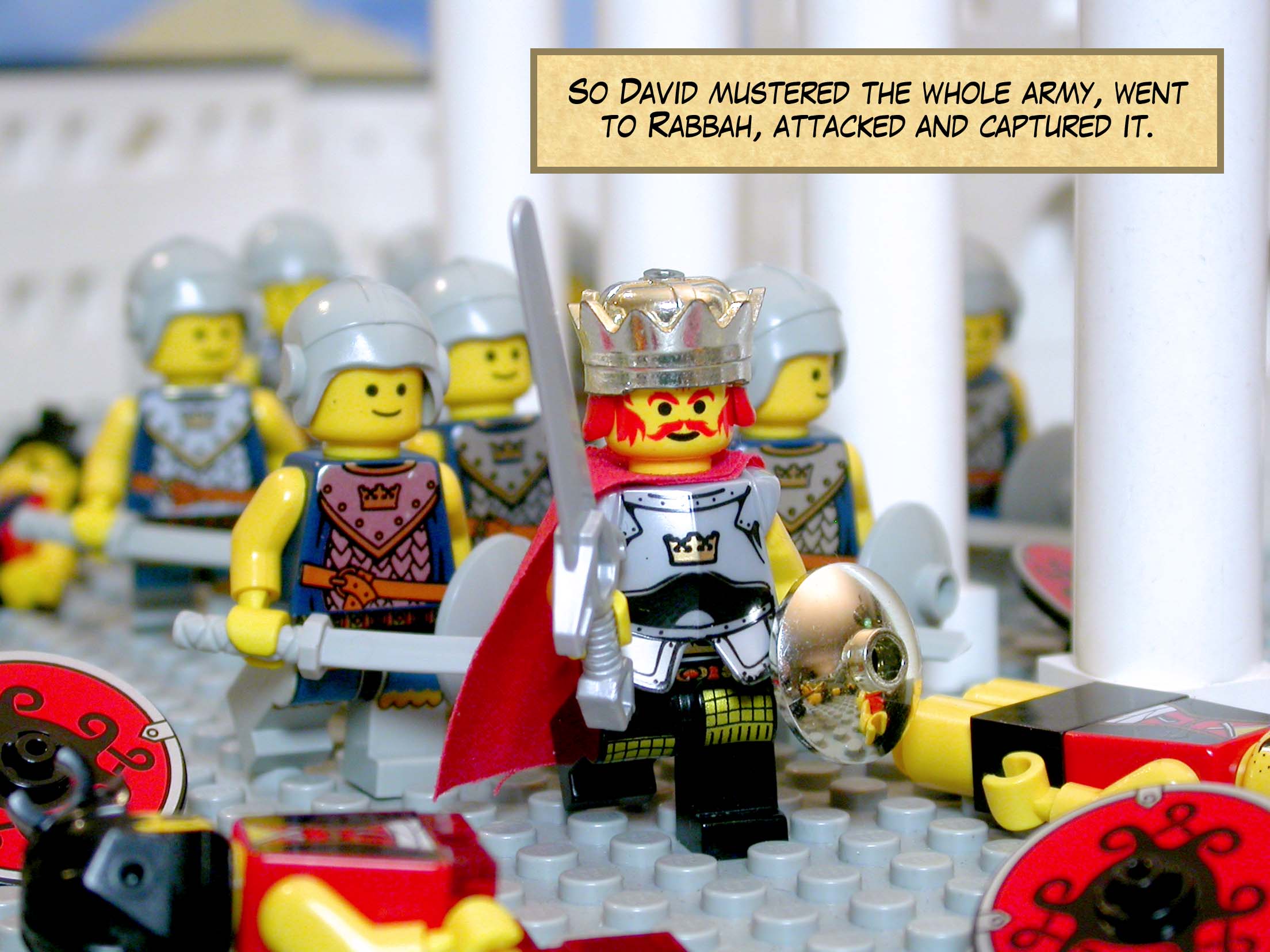 So David mustered the whole army, went to Rabbah, attacked and captured it.