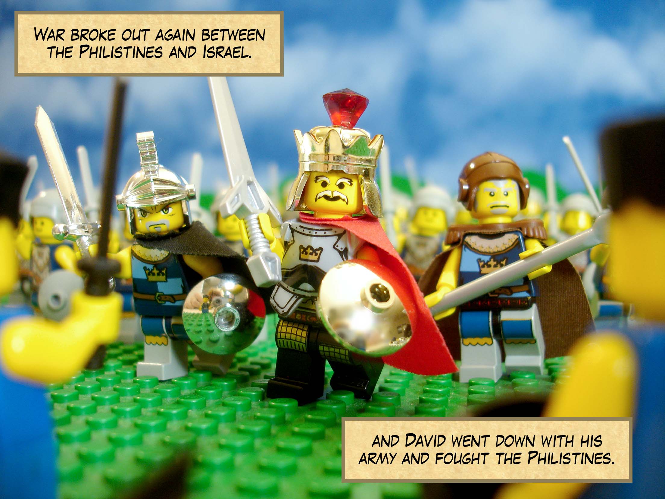 War broke out again between the Philistines and Israel, and David went down with his army and fought the Philistines.