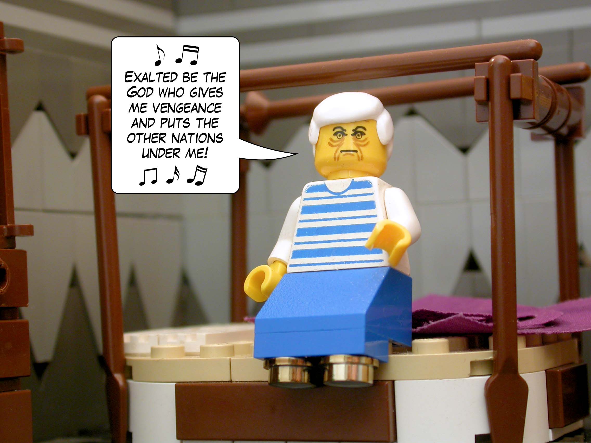 'Exalted be the God who gives me vengeance and puts the other nations under me!'