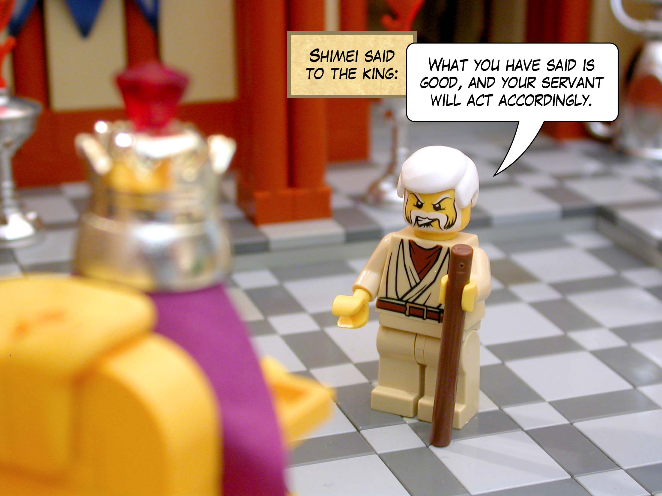 Shimei said to the king, 'What you have said is good, and your servant will act accordingly.'