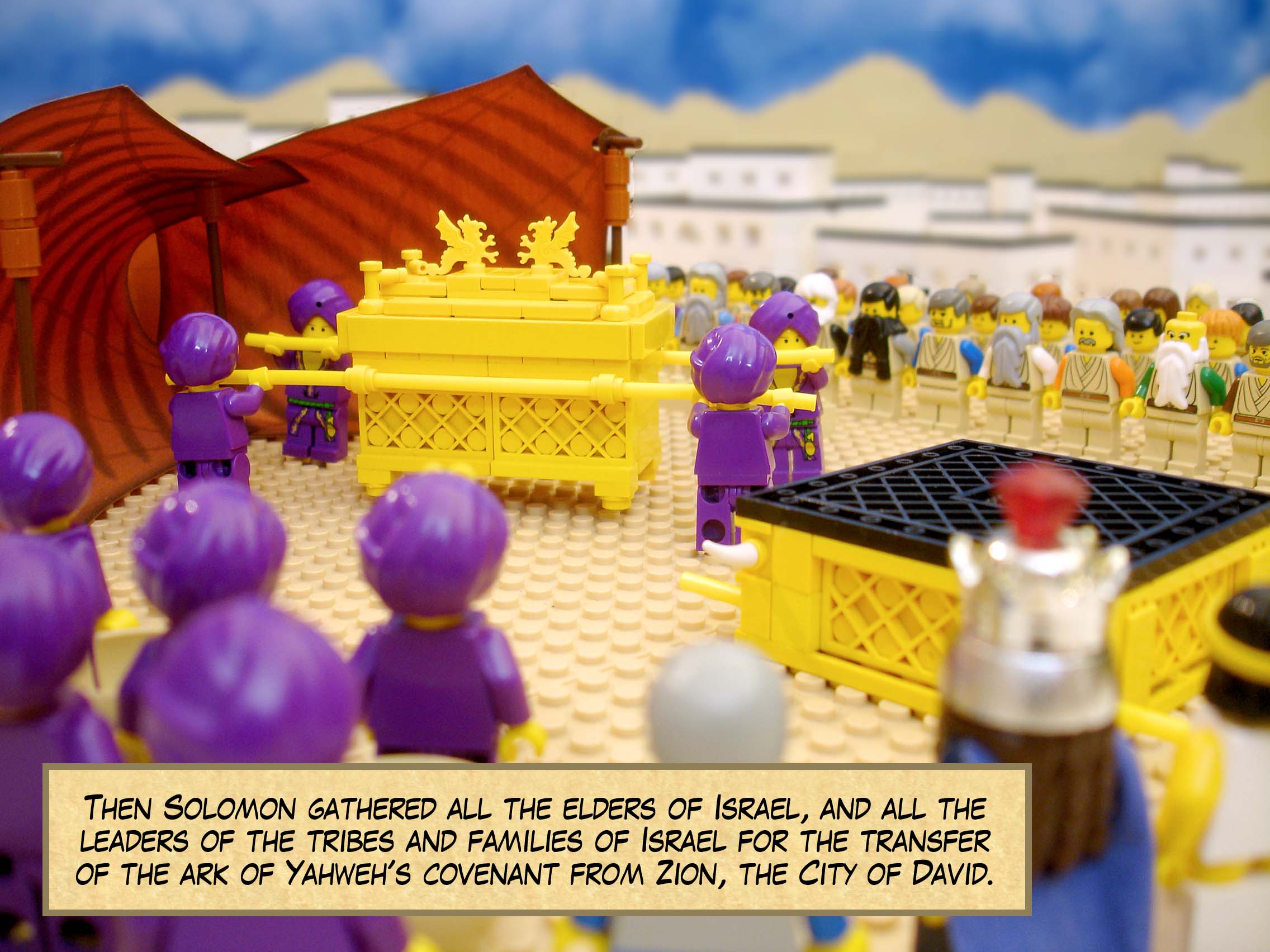Then Solomon gathered all the elders of Israel, and all the leaders of the tribes and families of Israel for the transfer of the ark of Yahweh's covenant from Zion, the City of David.