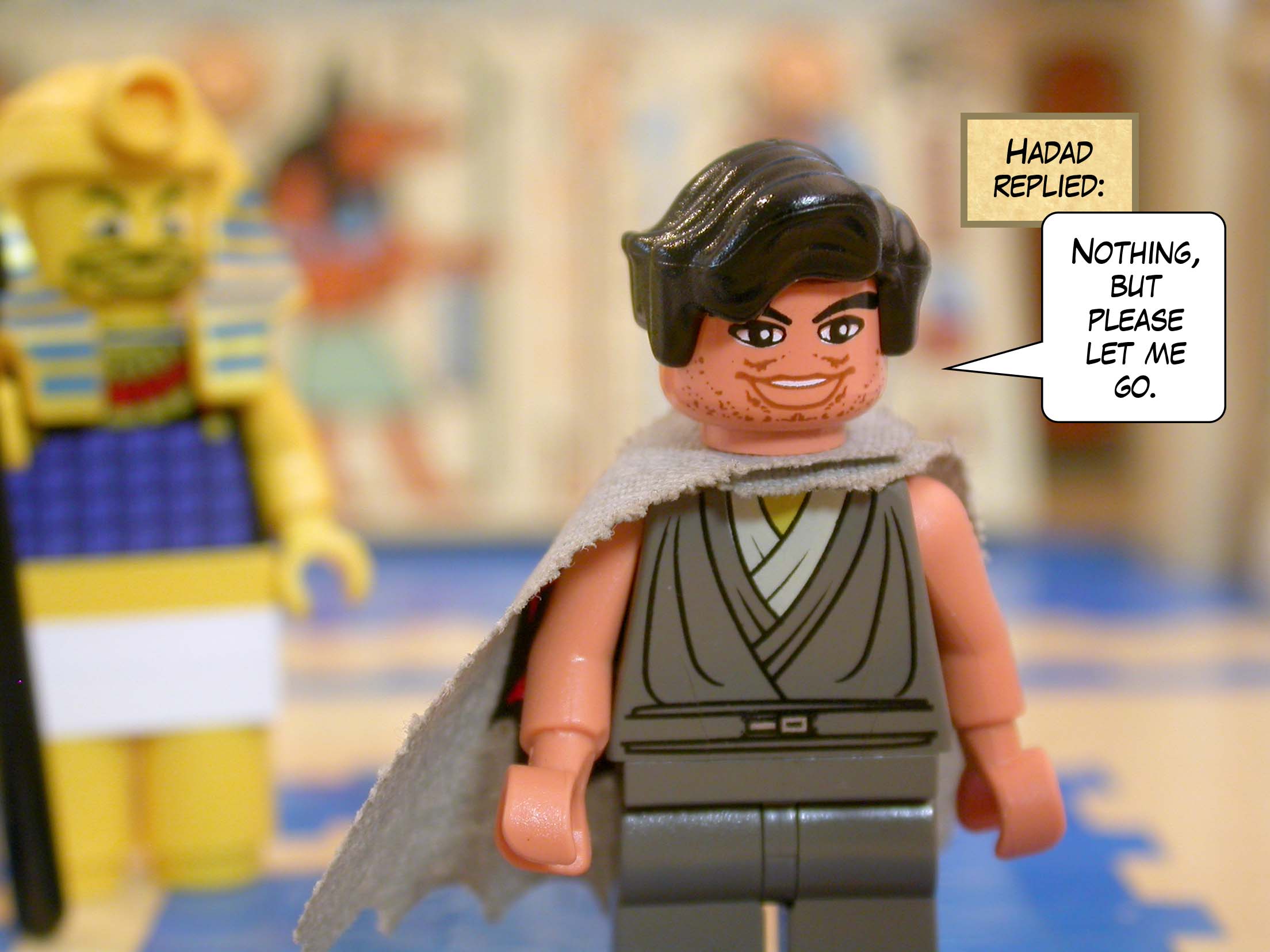 Hadad replied, 'Nothing, but please let me go.'