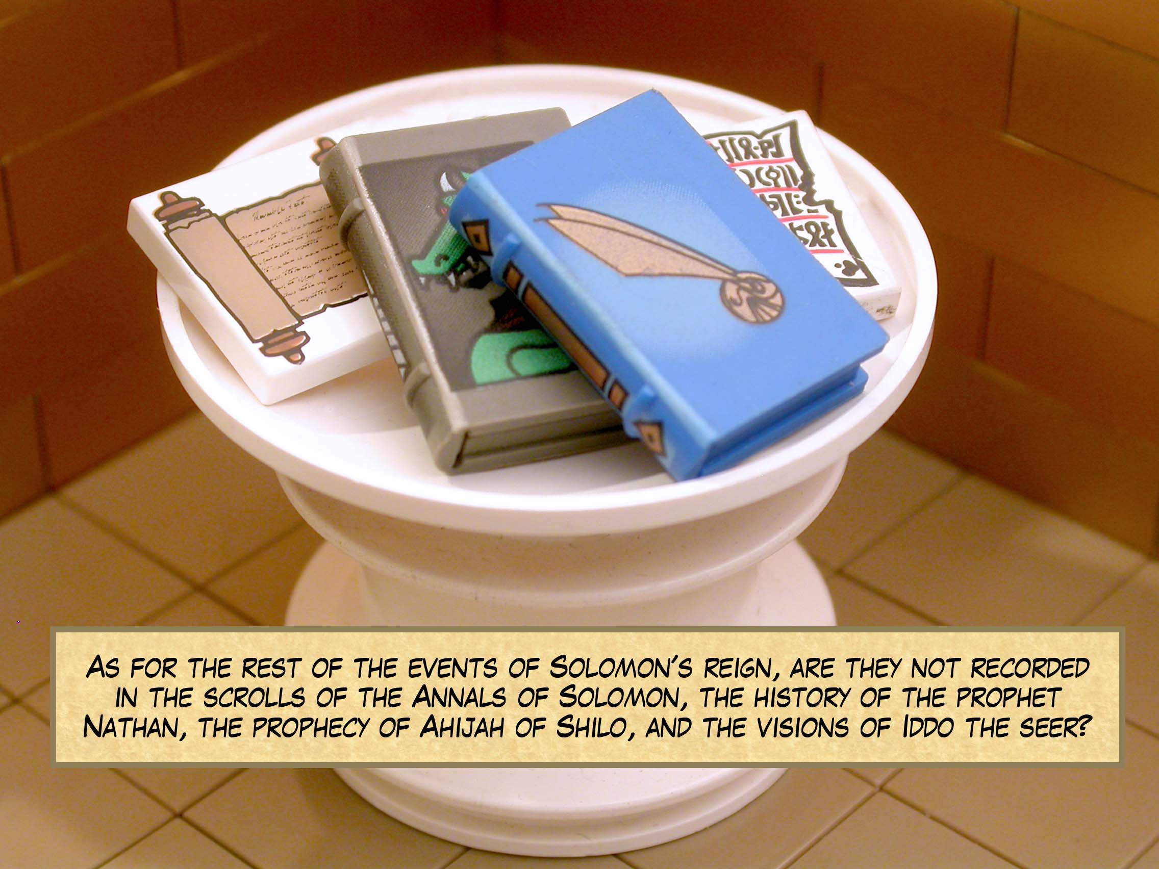 As for the rest of the events of Solomon's reign, his accomplishments and his wisdom, are they not recorded in the scrolls of the Annals of Solomon, the history of the prophet Nathan, the prophecy of Ahijah of Shilo, and the visions of Iddo the seer?