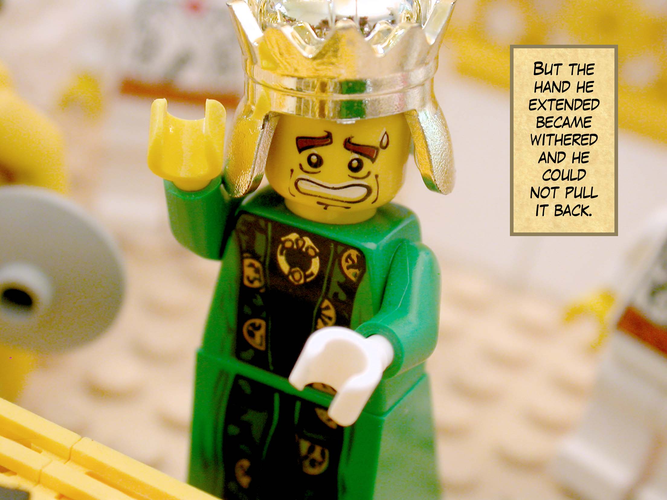 But the hand he extended became withered and he could not pull it back.