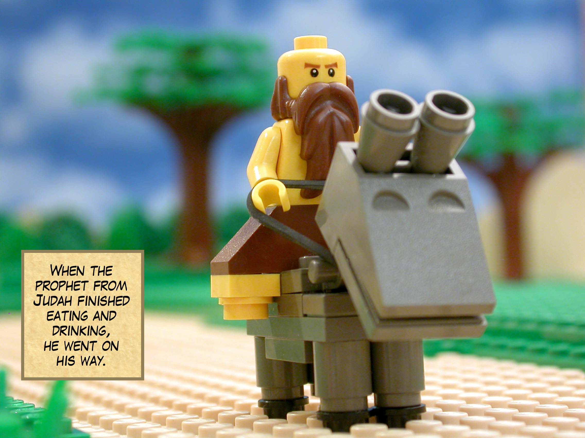 When the prophet from Judah finished eating and drinking, he went on his way.