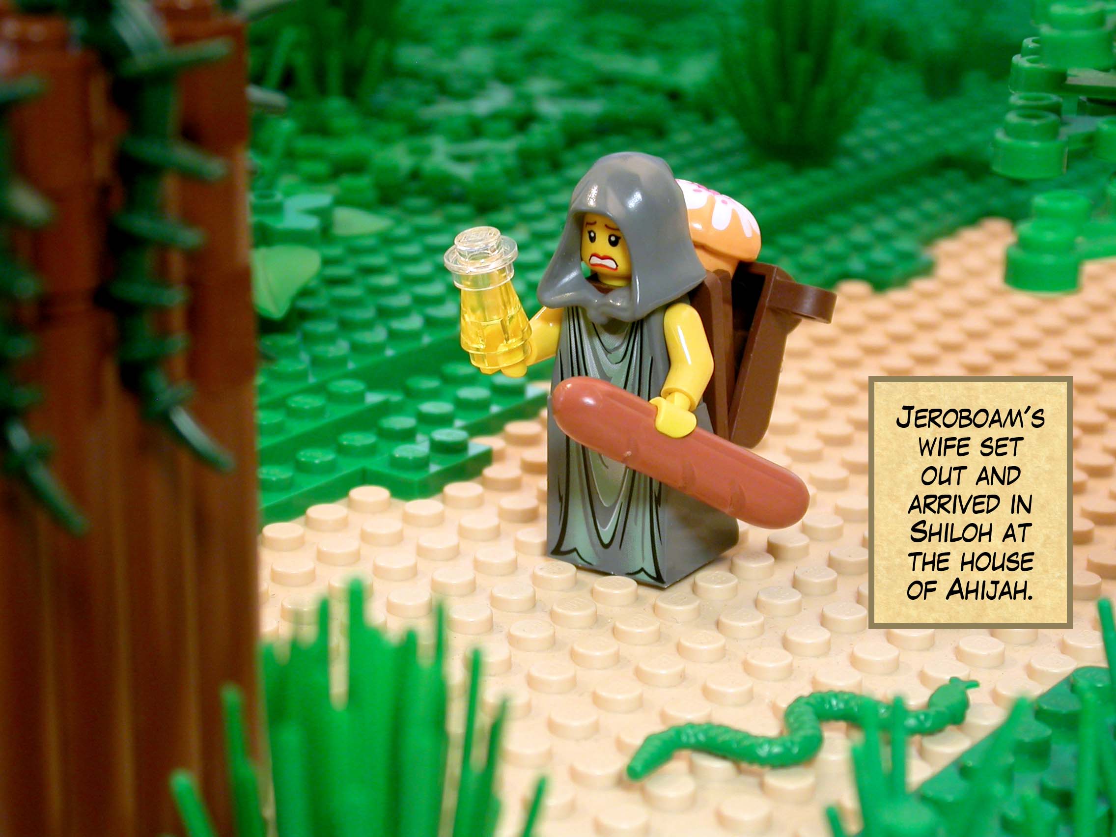 Jeroboam's wife set out and arrived in Shiloh at the house of Ahijah.