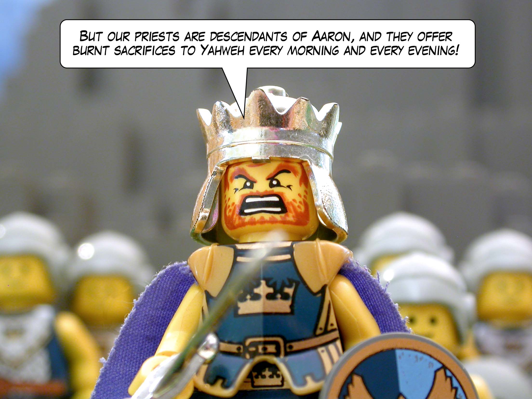 'But our priests are descendants of Aaron, and they offer burnt sacrifices to Yahweh every morning and every evening!'
