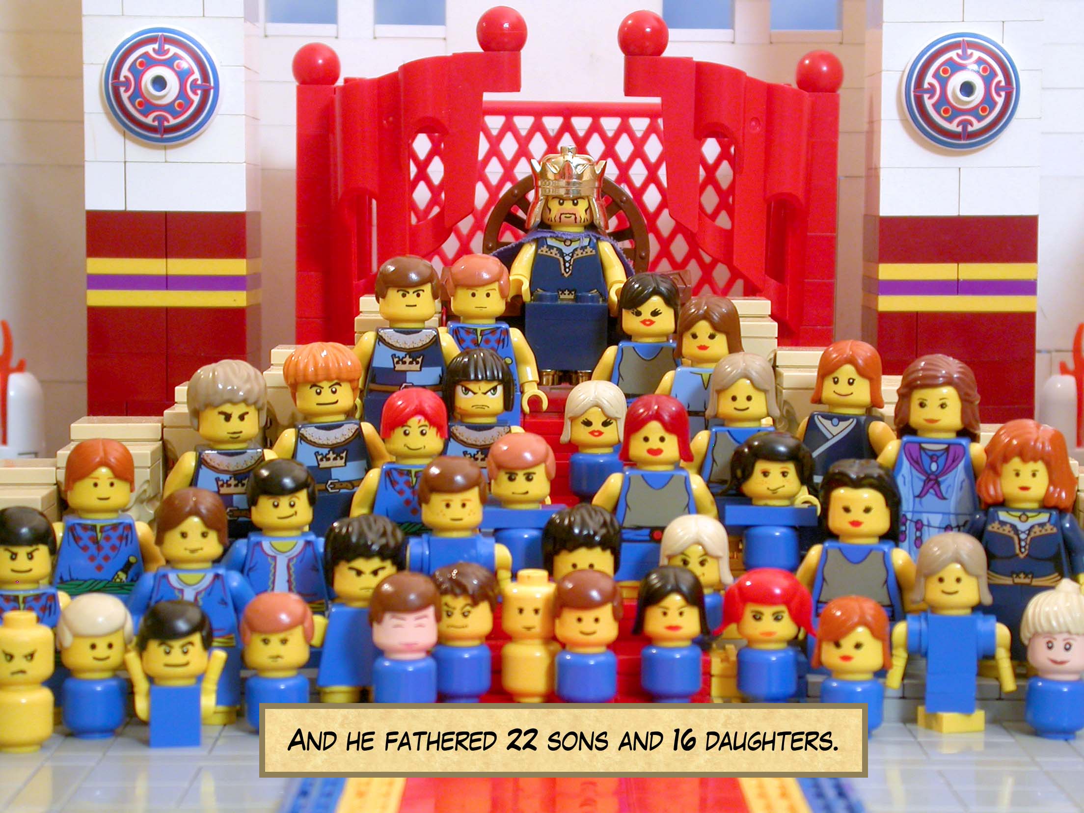 And he fathered 22 sons and 16 daughters.