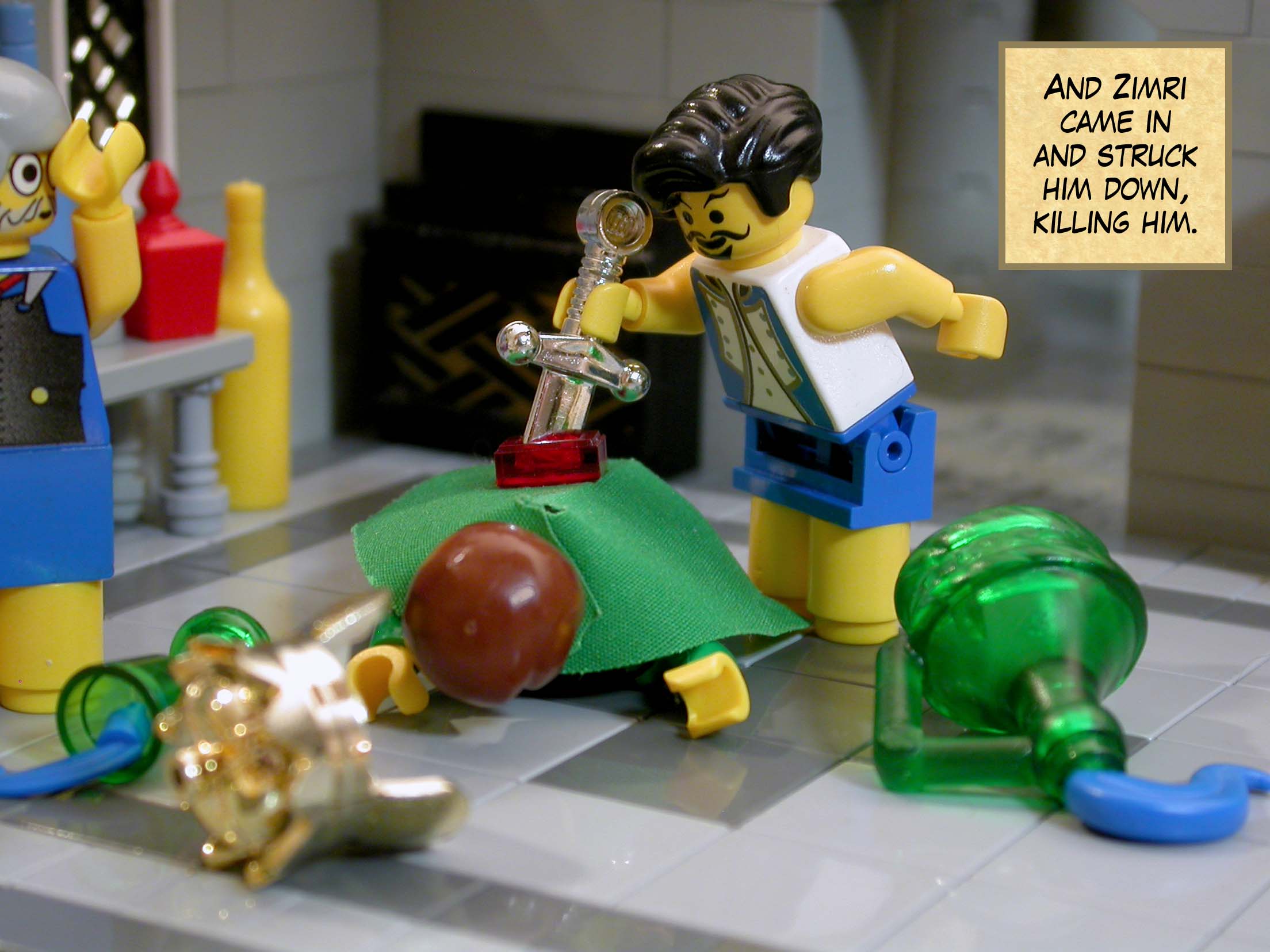 And Zimri came in and struck him down, killing him.