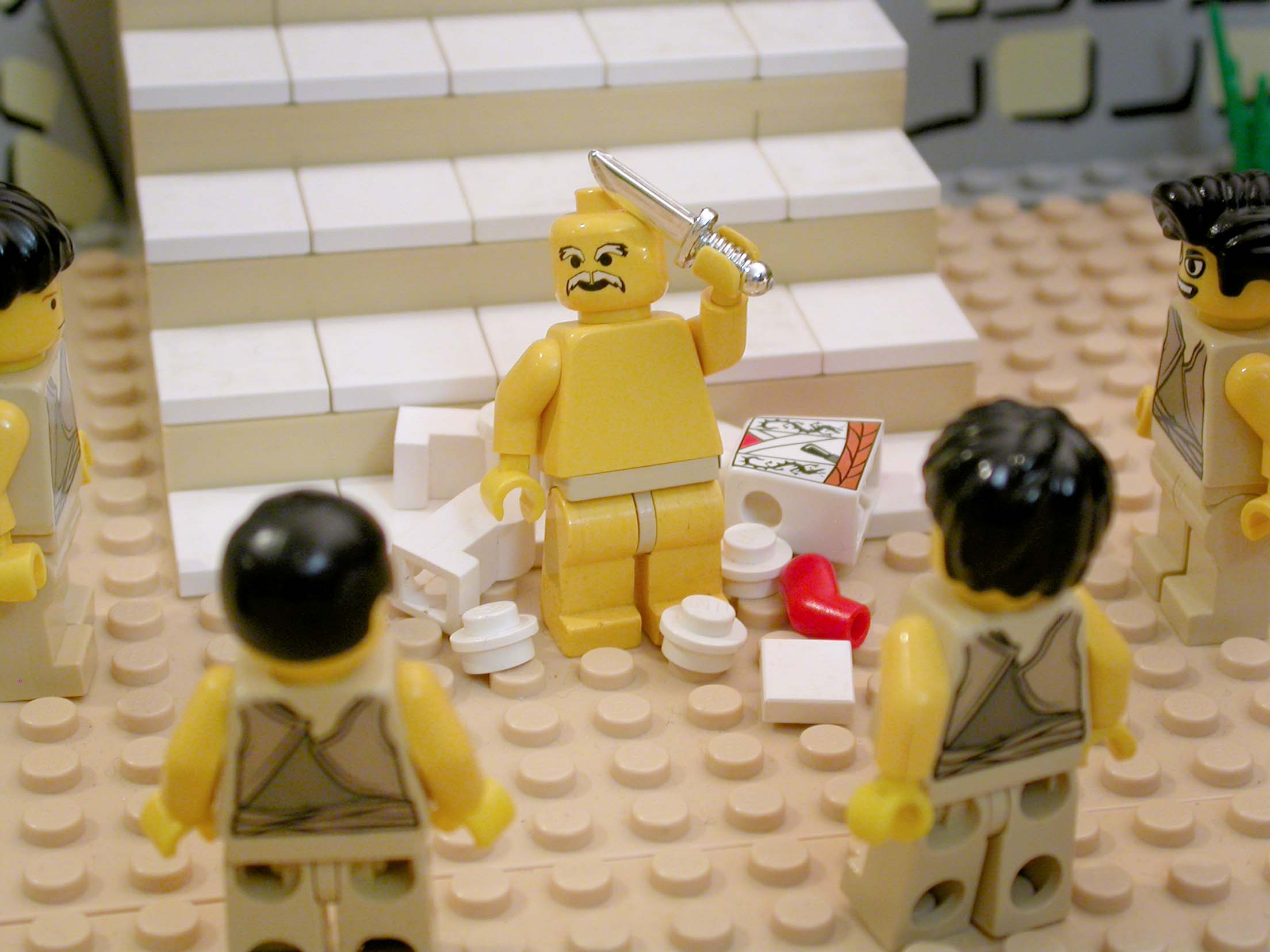 Job got up, tore his clothes, and shaved his head.<br>