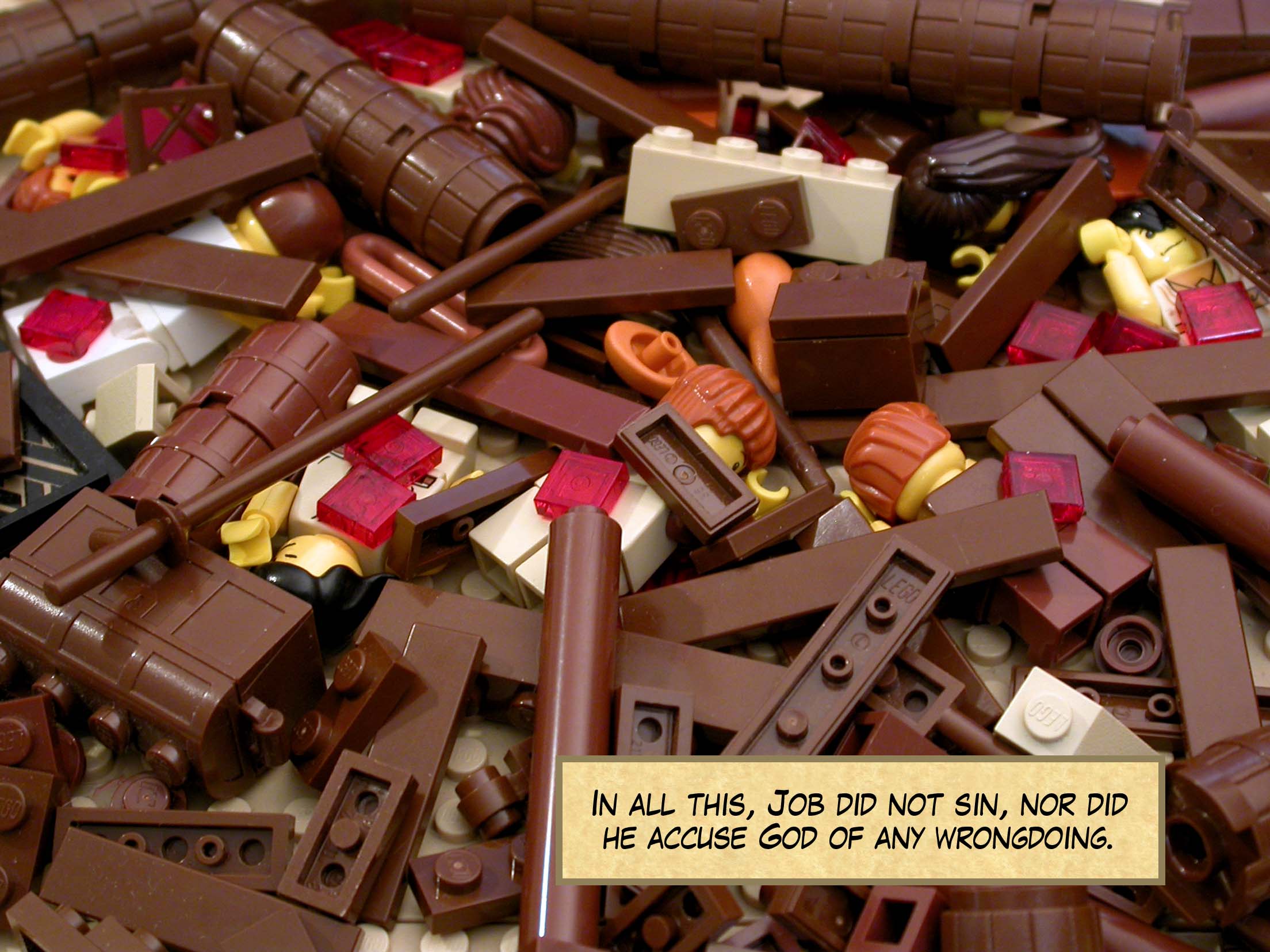 In all this, Job did not sin, nor did he accuse God of any wrongdoing.