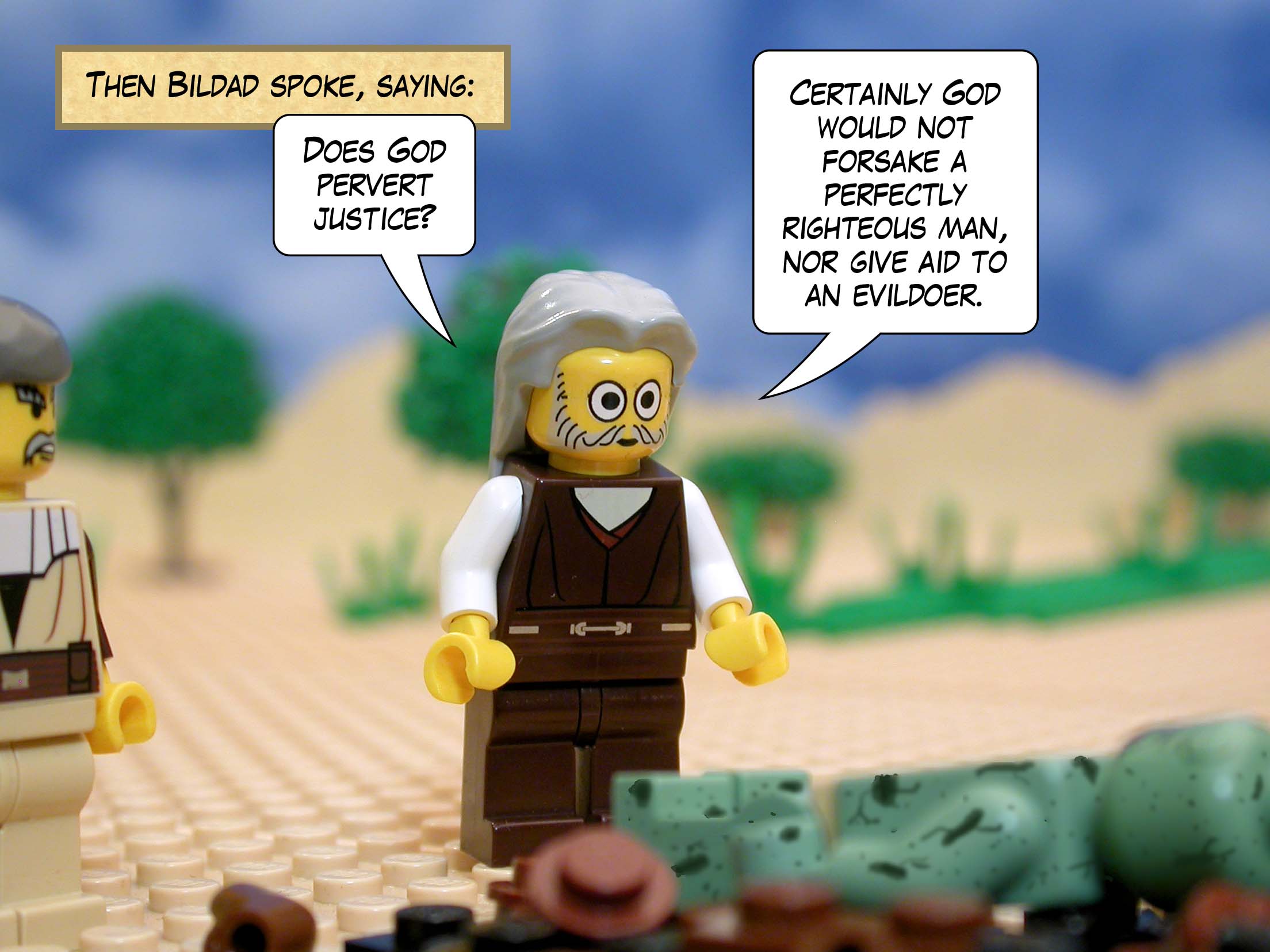 Then Bildad spoke, saying, 'Does God pervert justice? Certainly God would not forsake a perfectly righteous man, nor give aid to an evildoer.'<br>