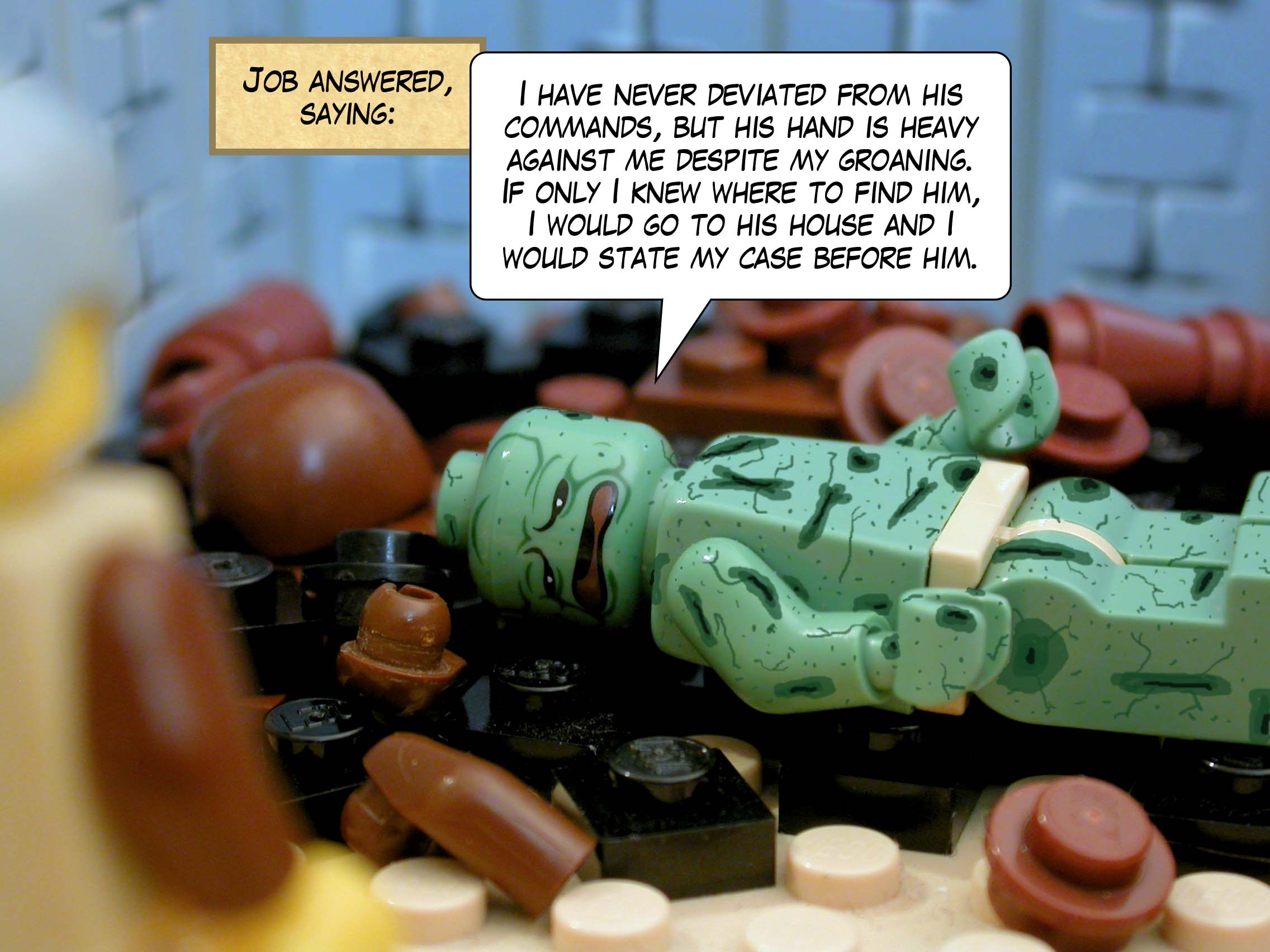 'You stripped men of their clothes! You withheld water from the thirsty and food from the hungry! You sent widows away empty-handed and crushed the arms of orphans! This is why snares are all around you and sudden fears terrify you.'<br>