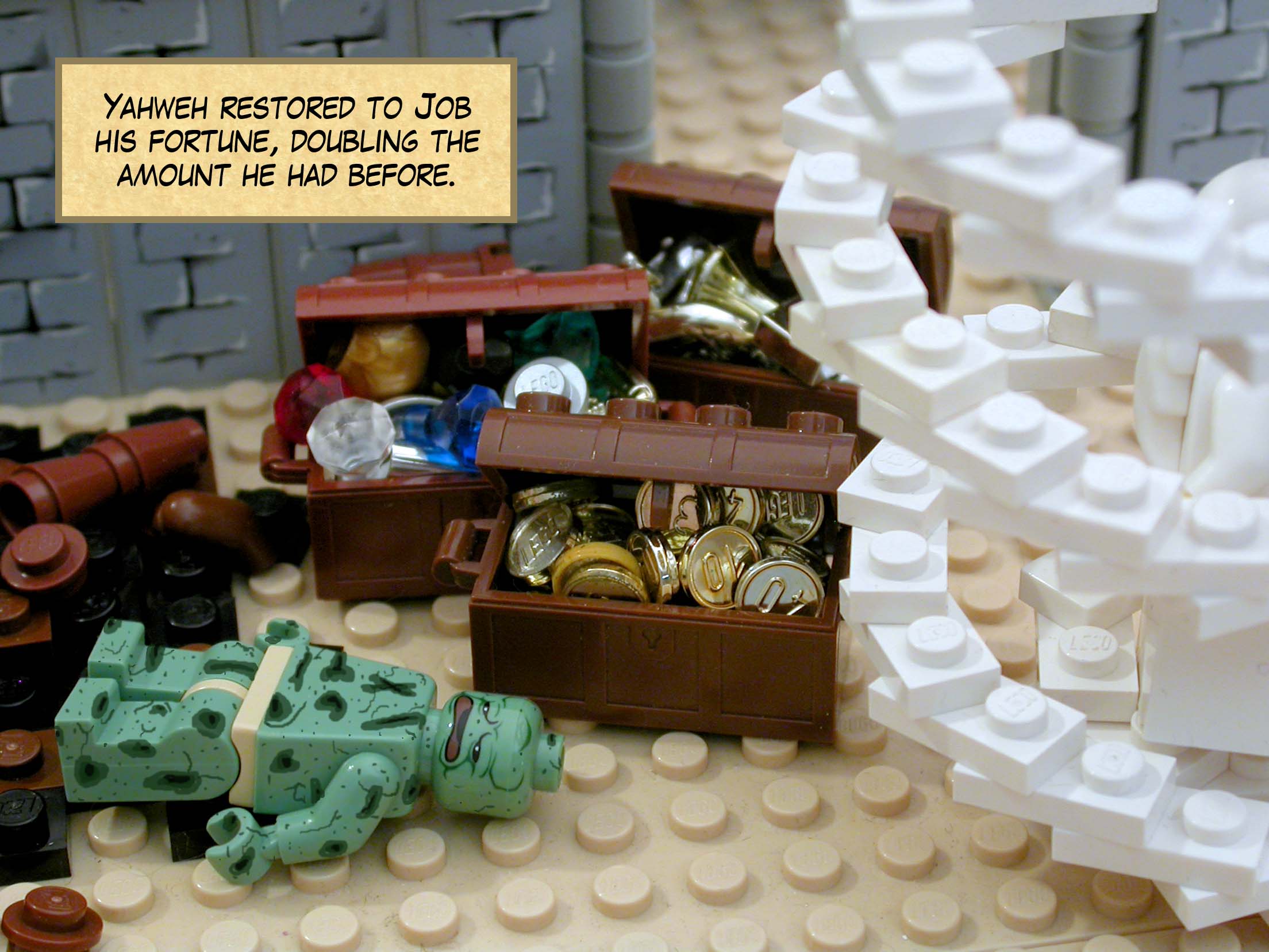 Yahweh restored to Job his fortune, doubling the amount he had before.<br>